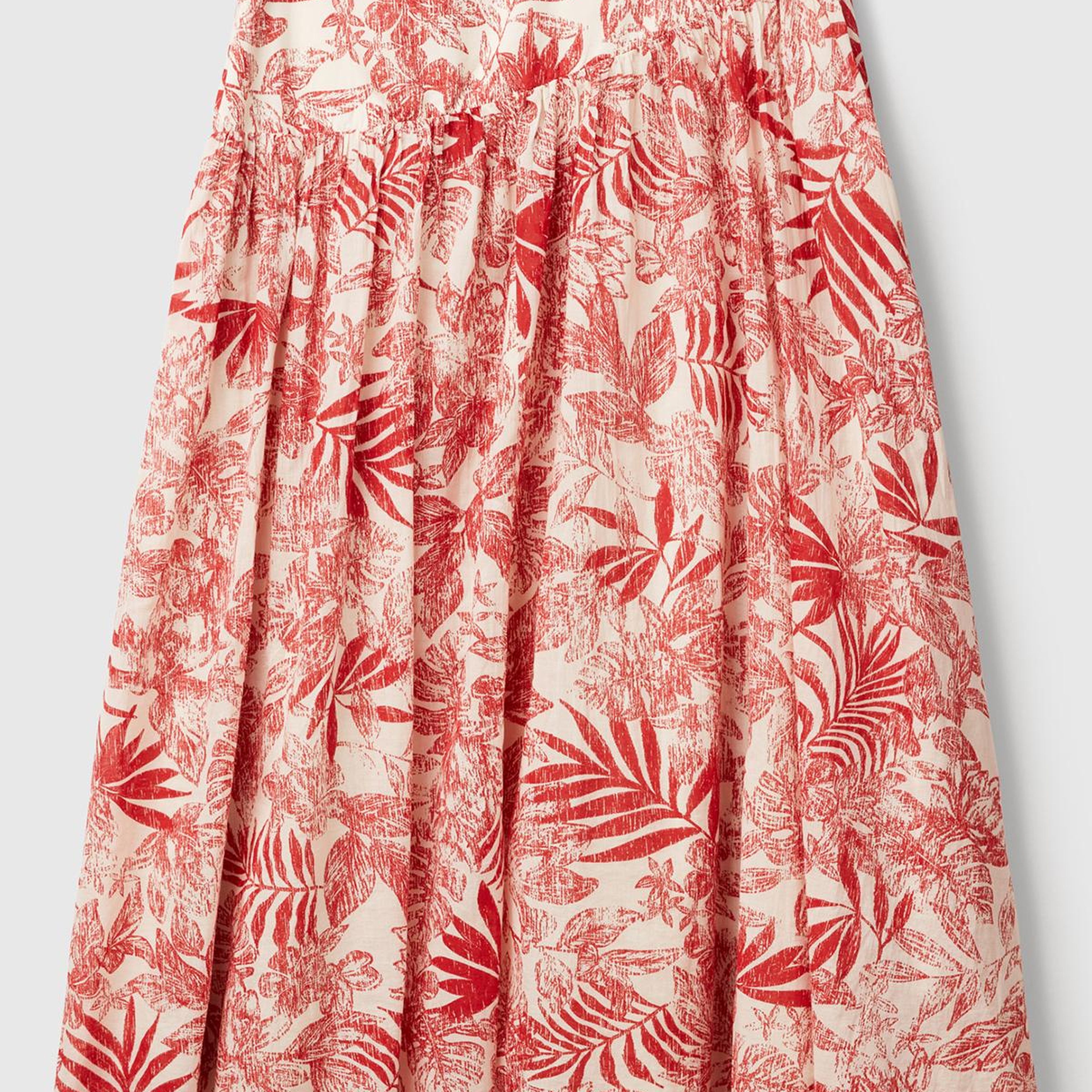 Kadın Mercan %100 Koton Desenli Midi Boy Müslin Etek