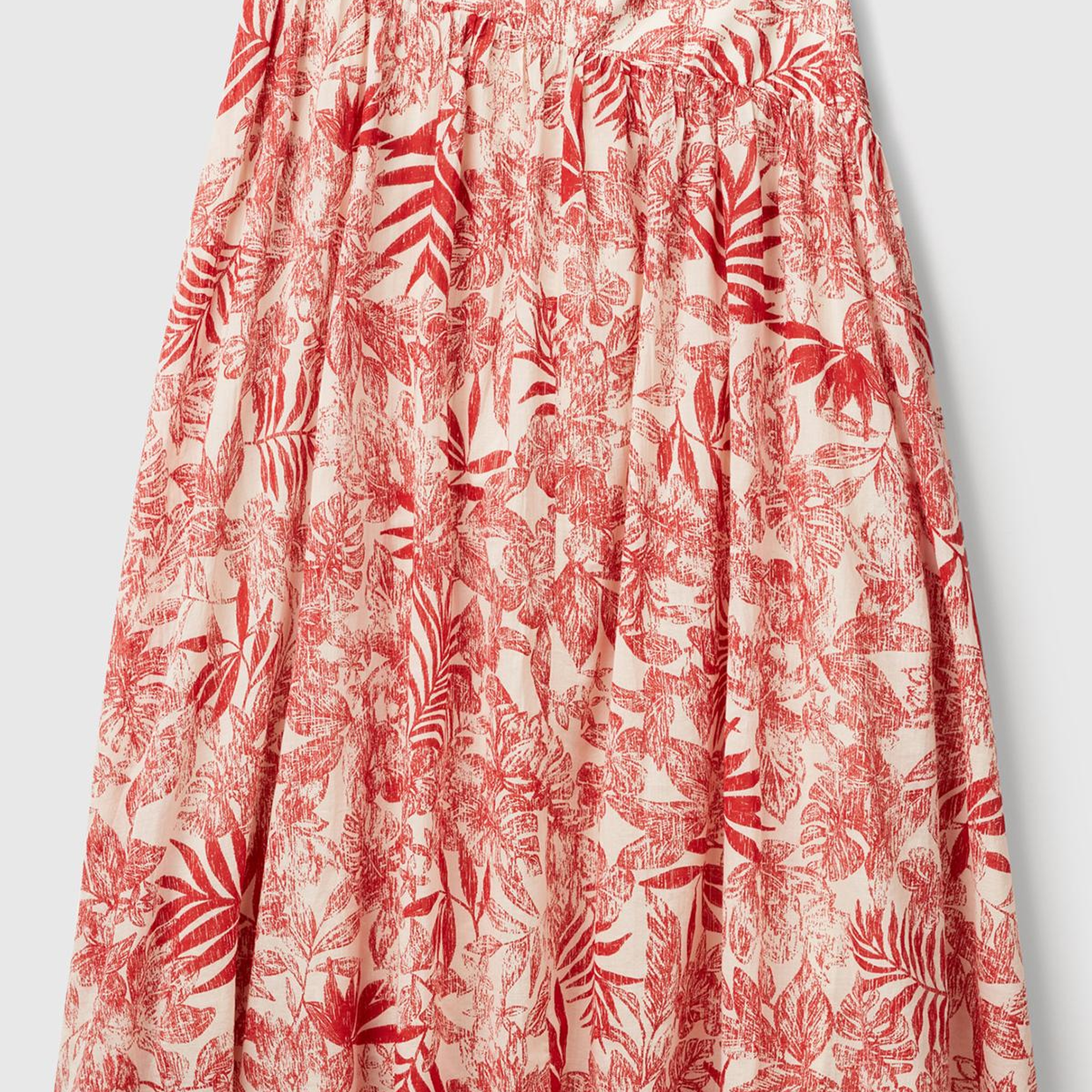 Kadın Mercan %100 Koton Desenli Midi Boy Müslin Etek