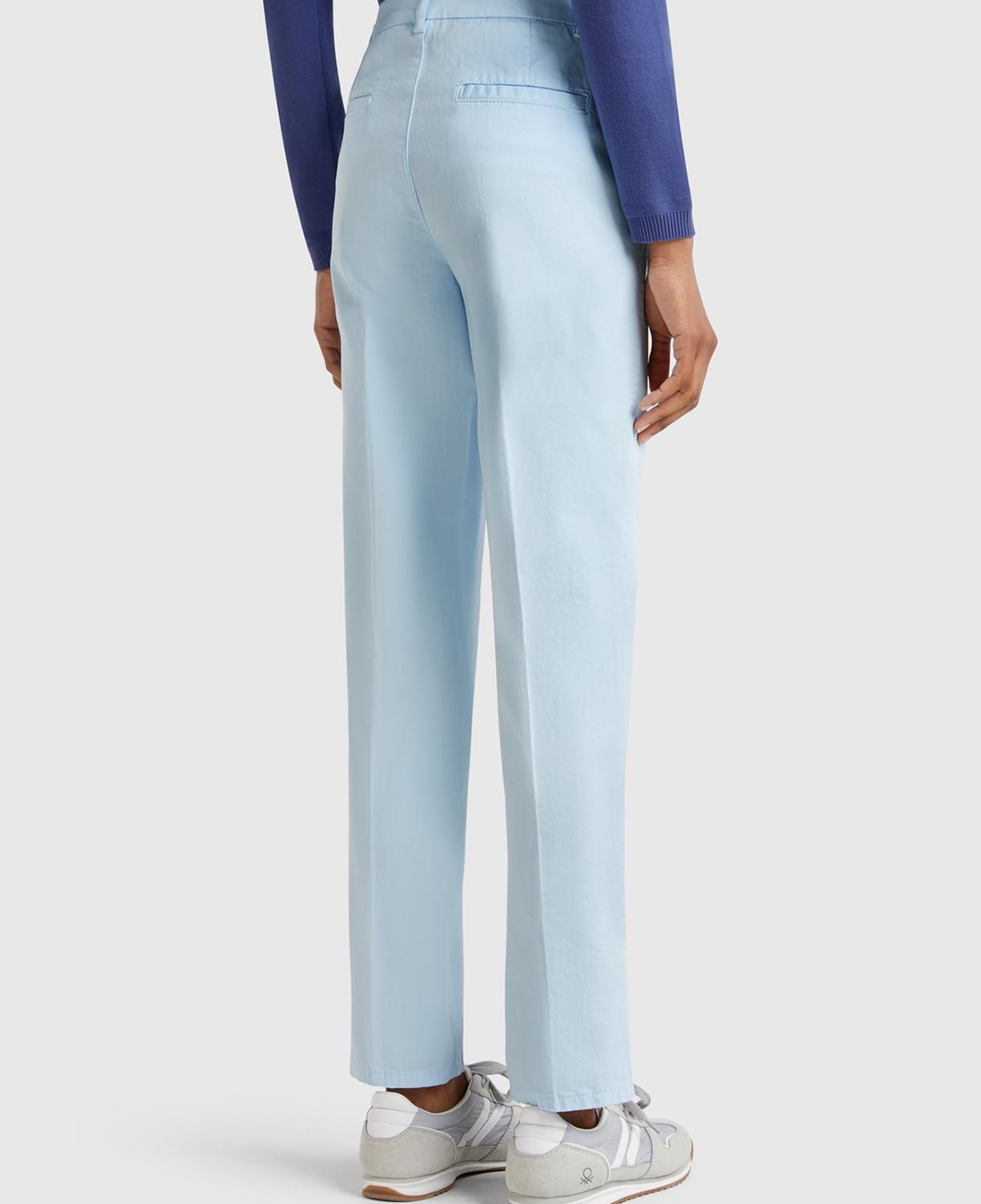 Kadın Açık Mavi Elastanlı Basic Chino Pantolon