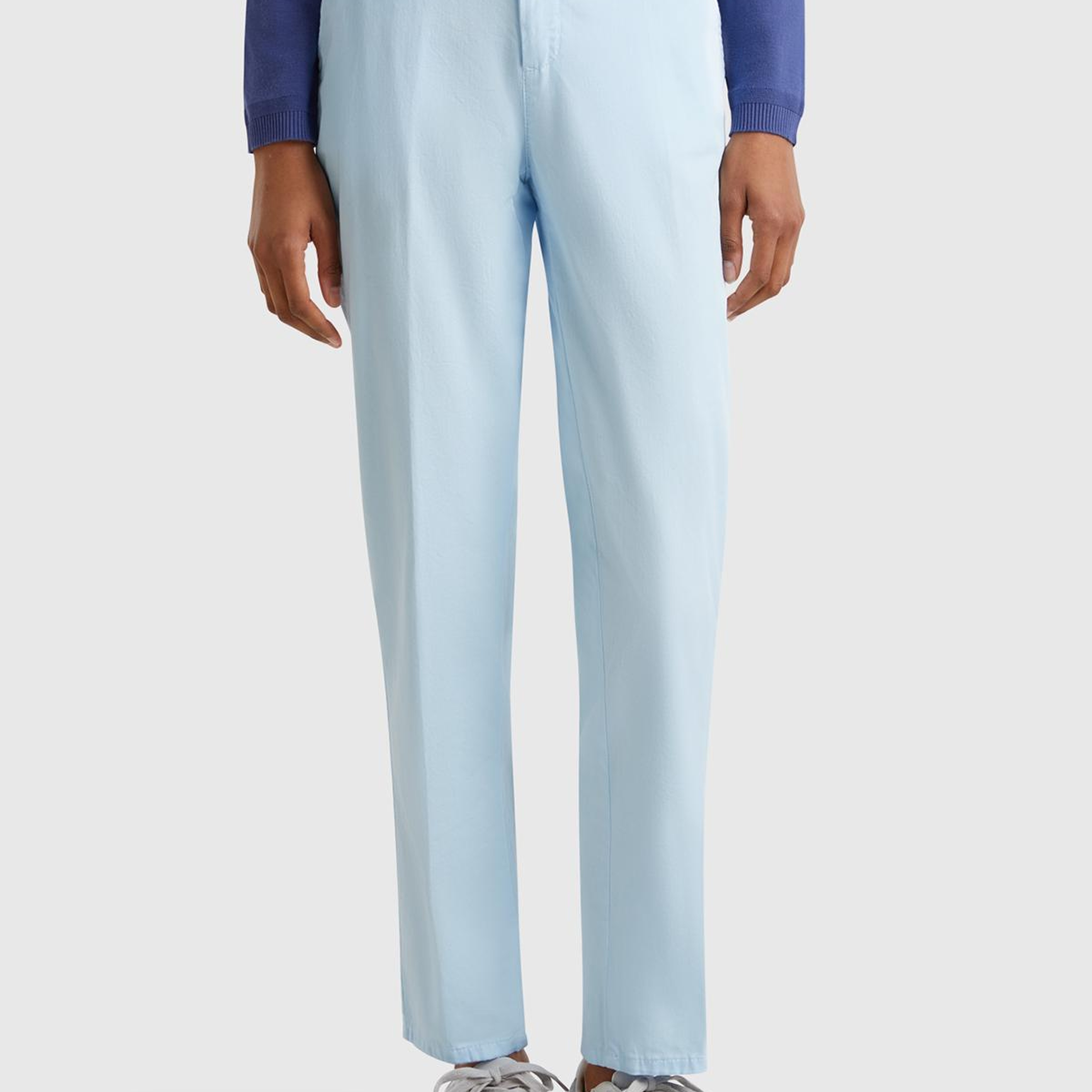 Kadın Açık Mavi Elastanlı Basic Chino Pantolon