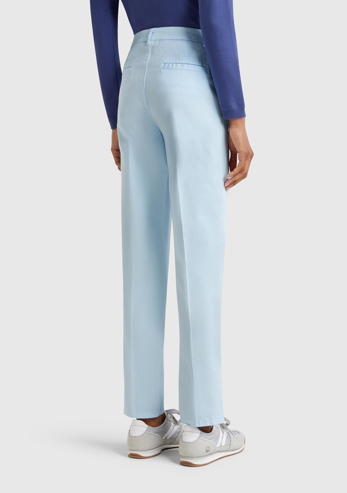 Kadın Açık Mavi Elastanlı Basic Chino Pantolon