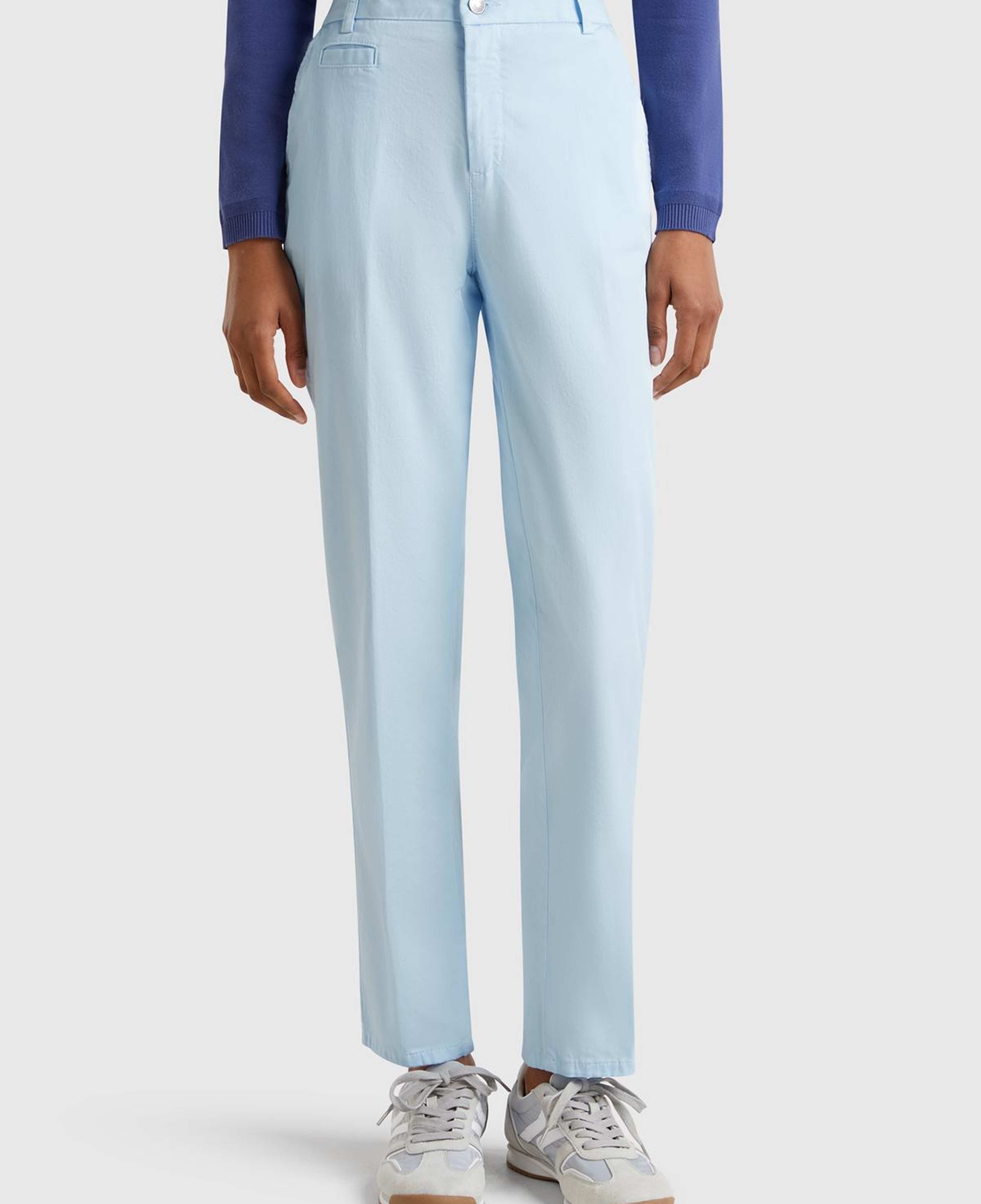 Kadın Açık Mavi Elastanlı Basic Chino Pantolon