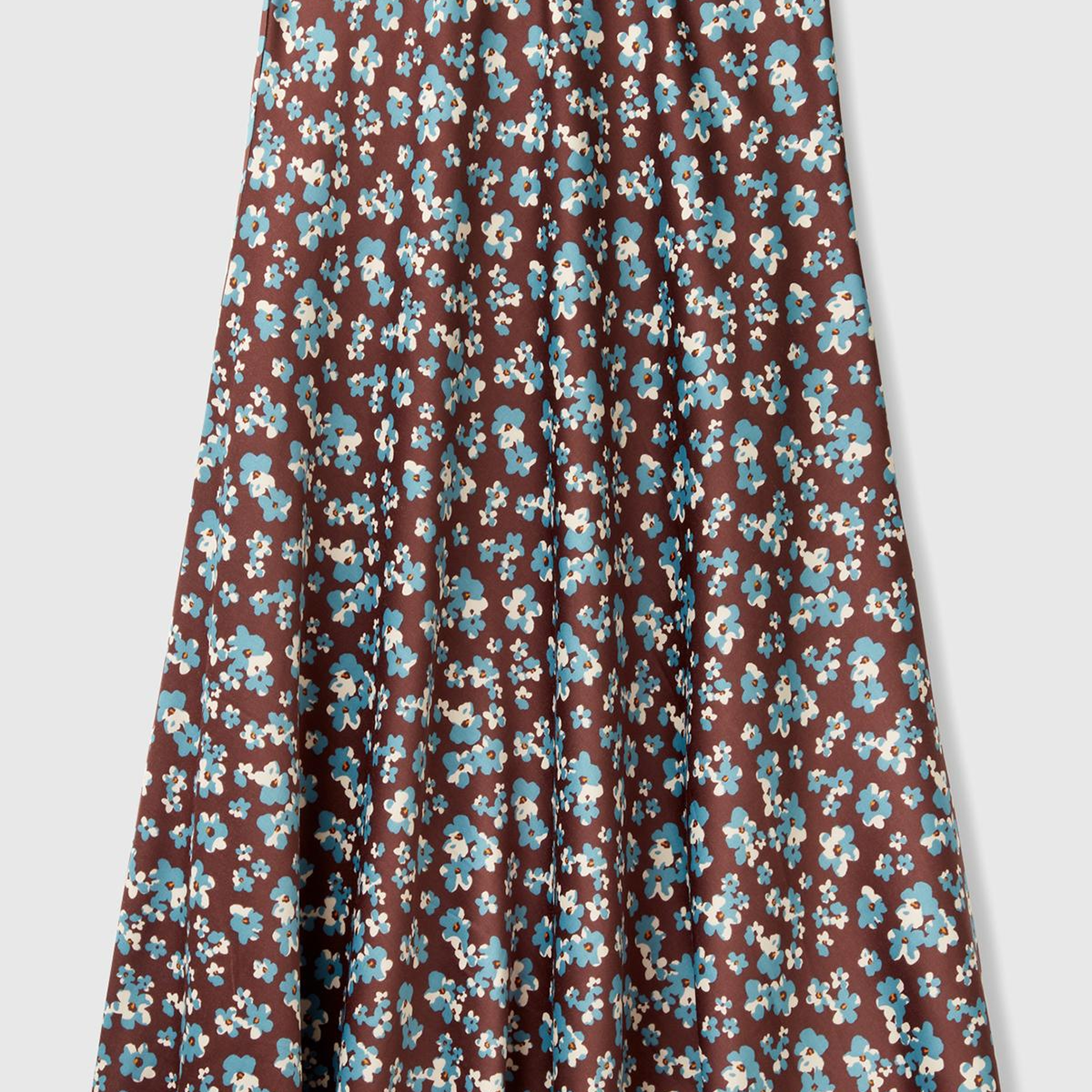 Kadın Kahverengi Viskoz Karışımlı Desenli Uzun Etek