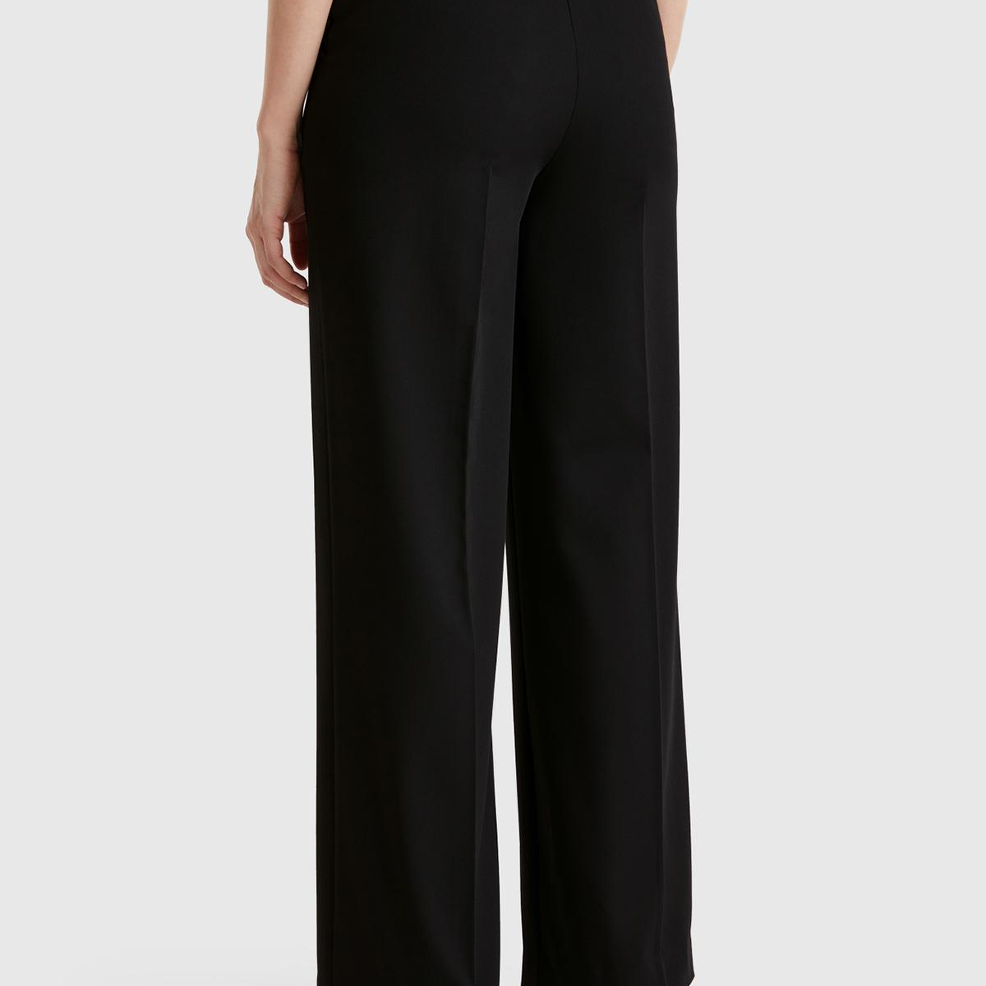 Kadın Siyah Streç Kumaşlı Yüksek Bel Wide Leg Pantolon