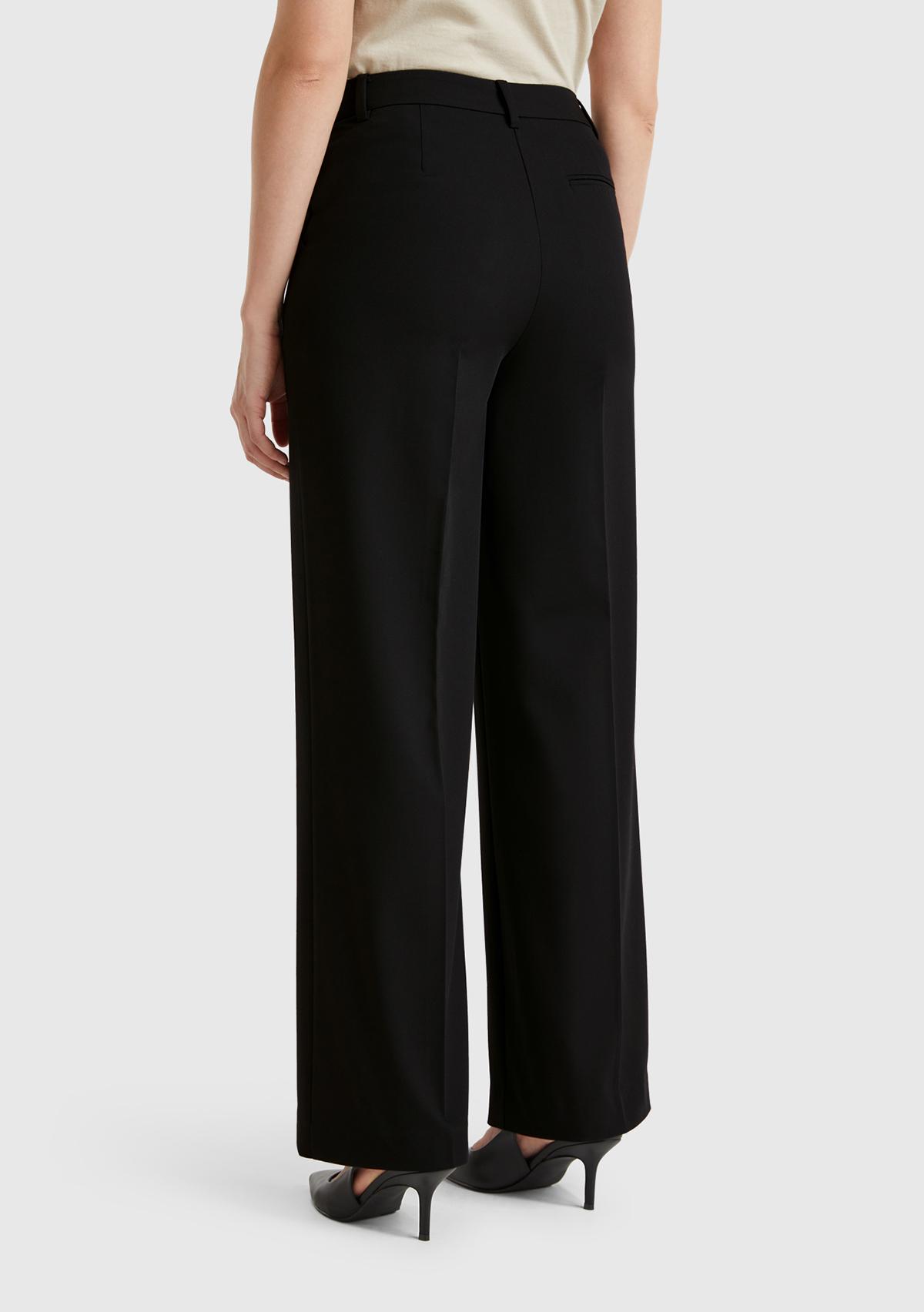Kadın Siyah Streç Kumaşlı Yüksek Bel Wide Leg Pantolon