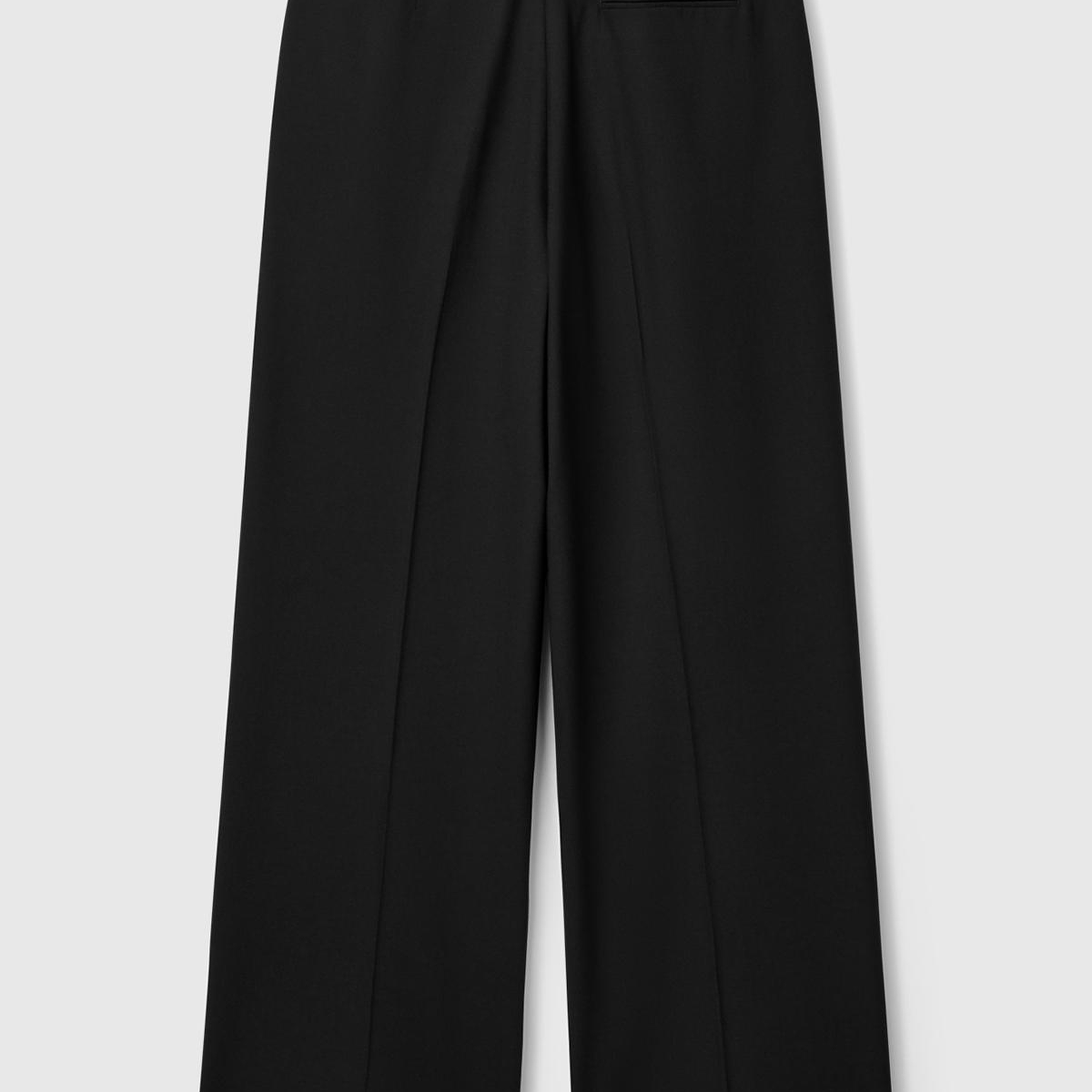 Kadın Siyah Streç Kumaşlı Yüksek Bel Wide Leg Pantolon