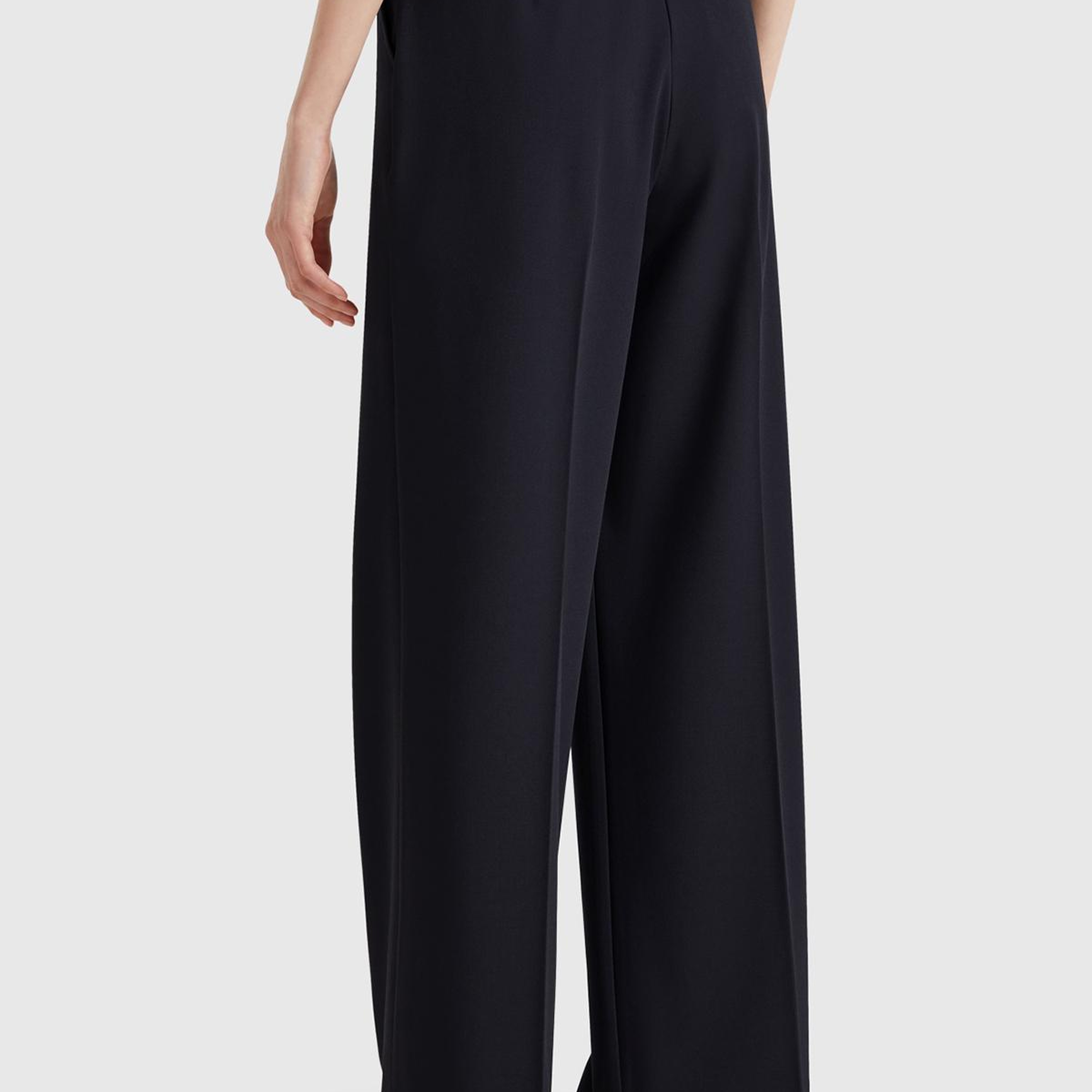 Kadın Lacivert Streç Kumaşlı Yüksek Bel Wide Leg Pantolon