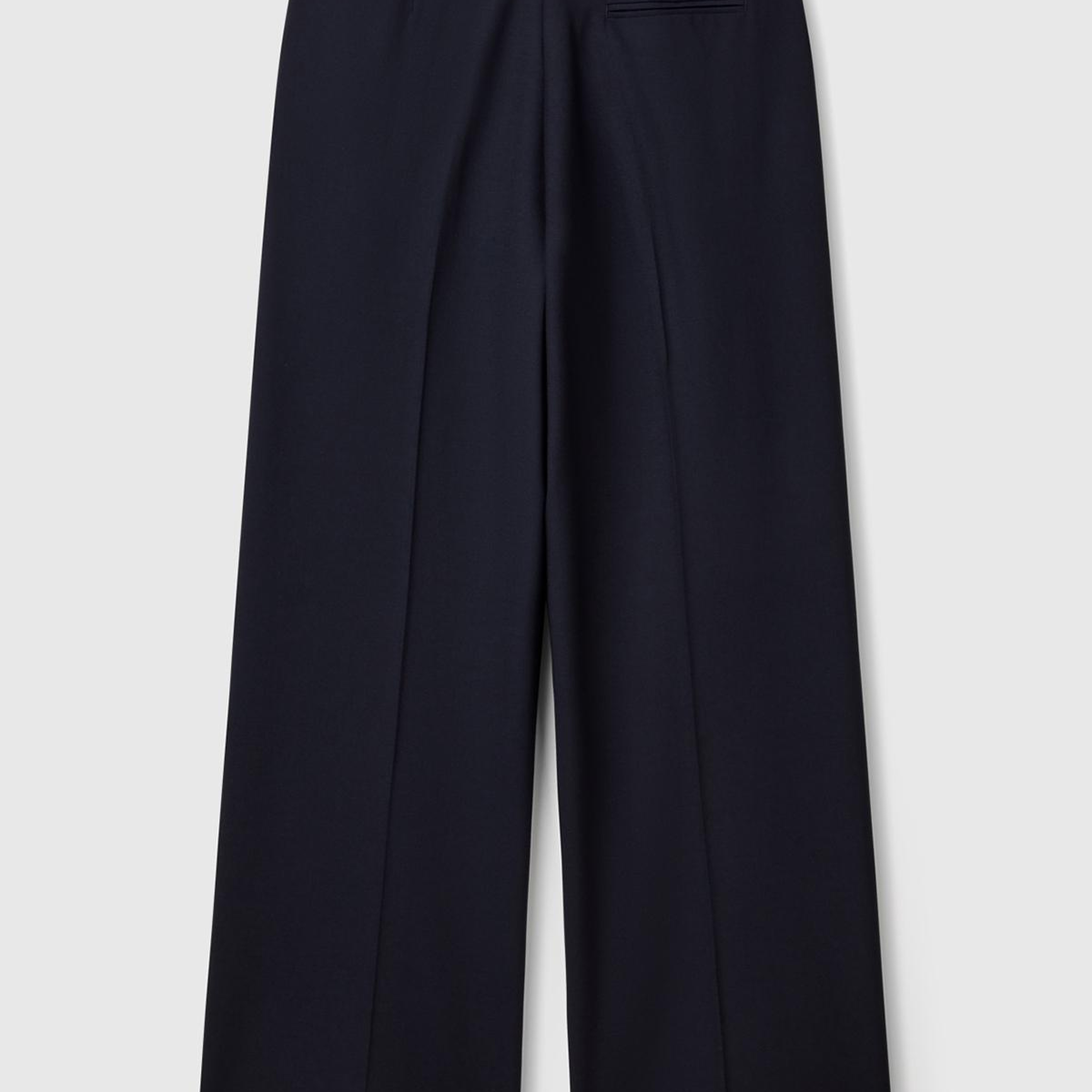 Kadın Lacivert Streç Kumaşlı Yüksek Bel Wide Leg Pantolon