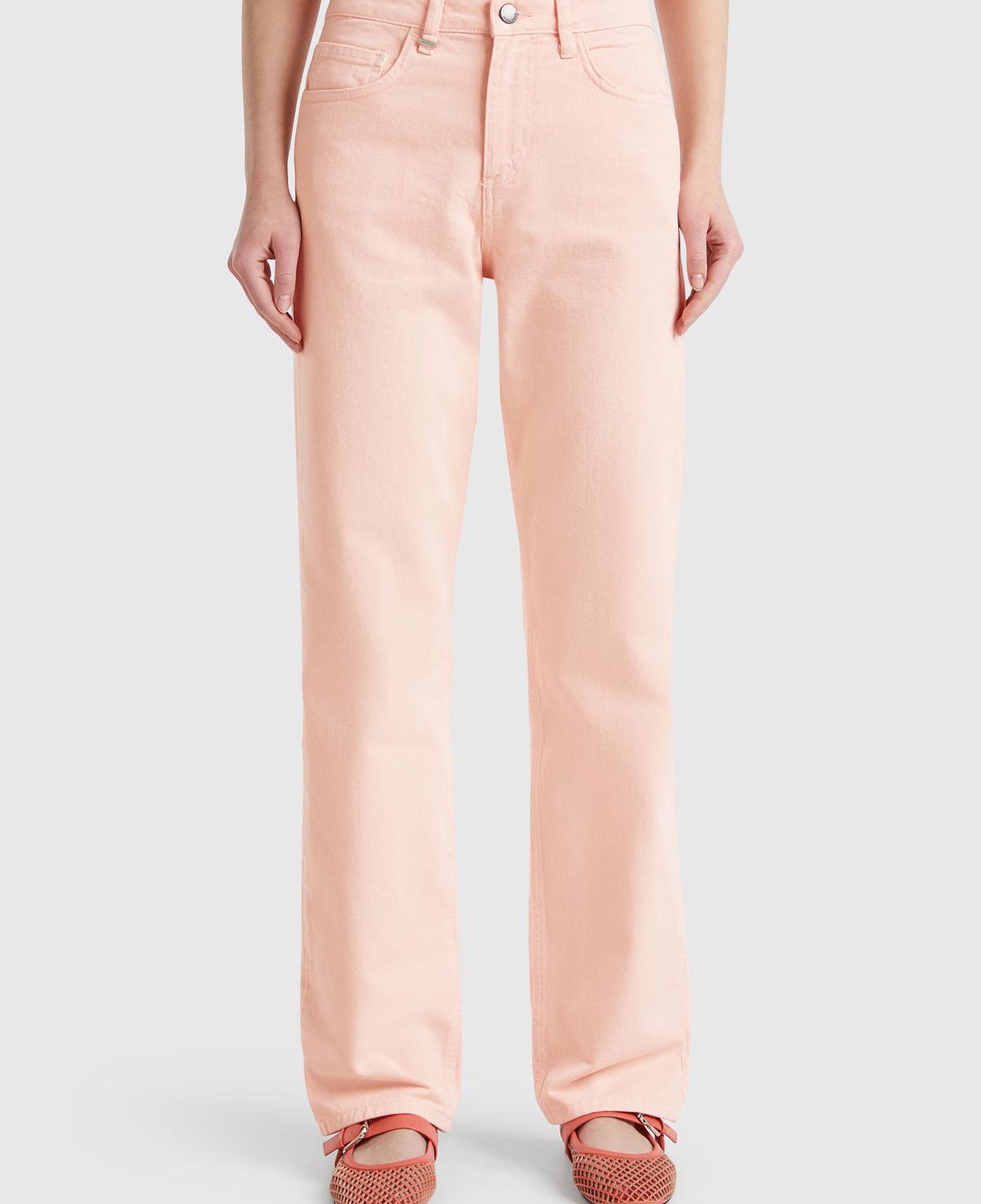 Kadın Pembe %100 Pamuk Normal Bel Regular Fit Denim Pantolon