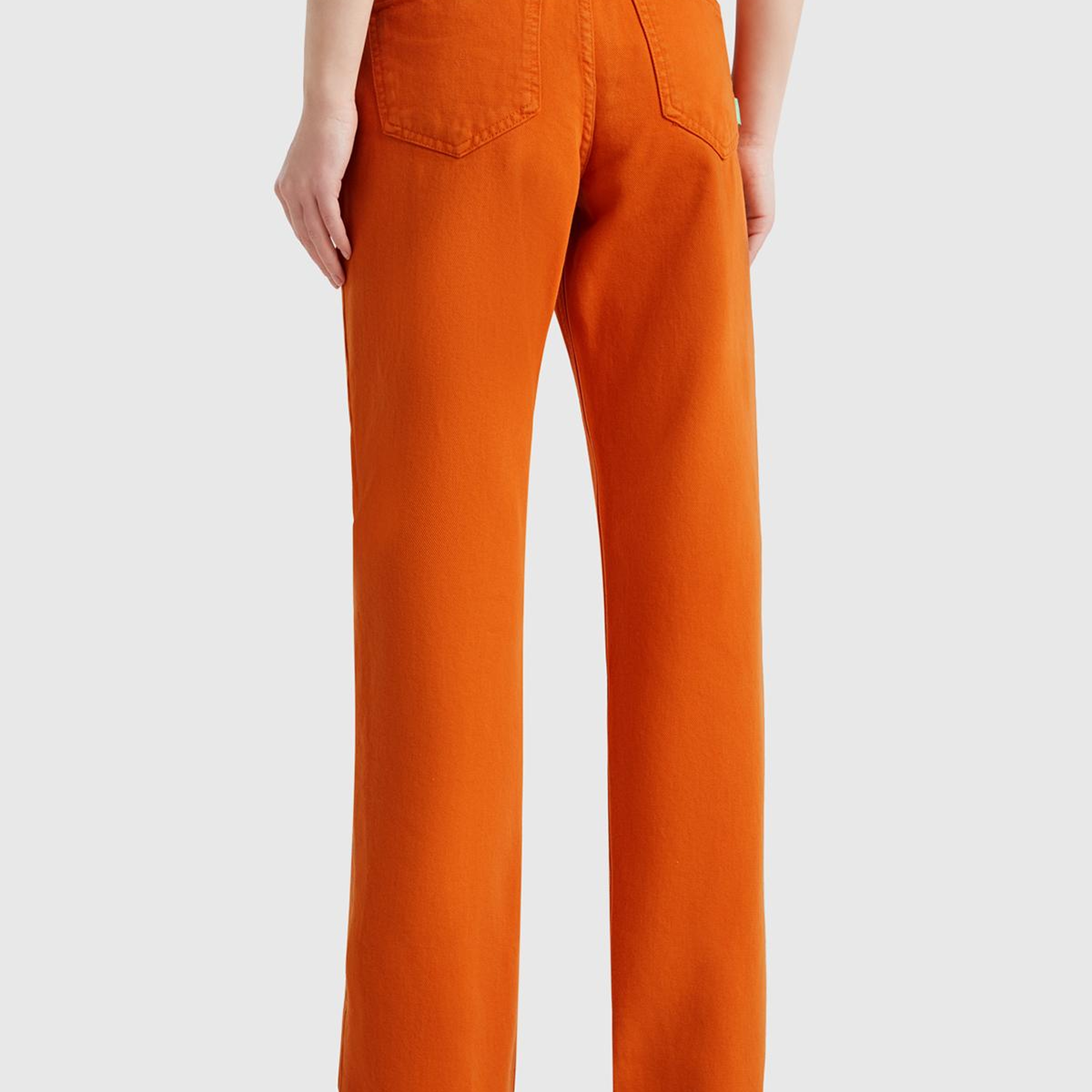 Kadın Turuncu %100 Pamuk Normal Bel Regular Fit Denim Pantolon