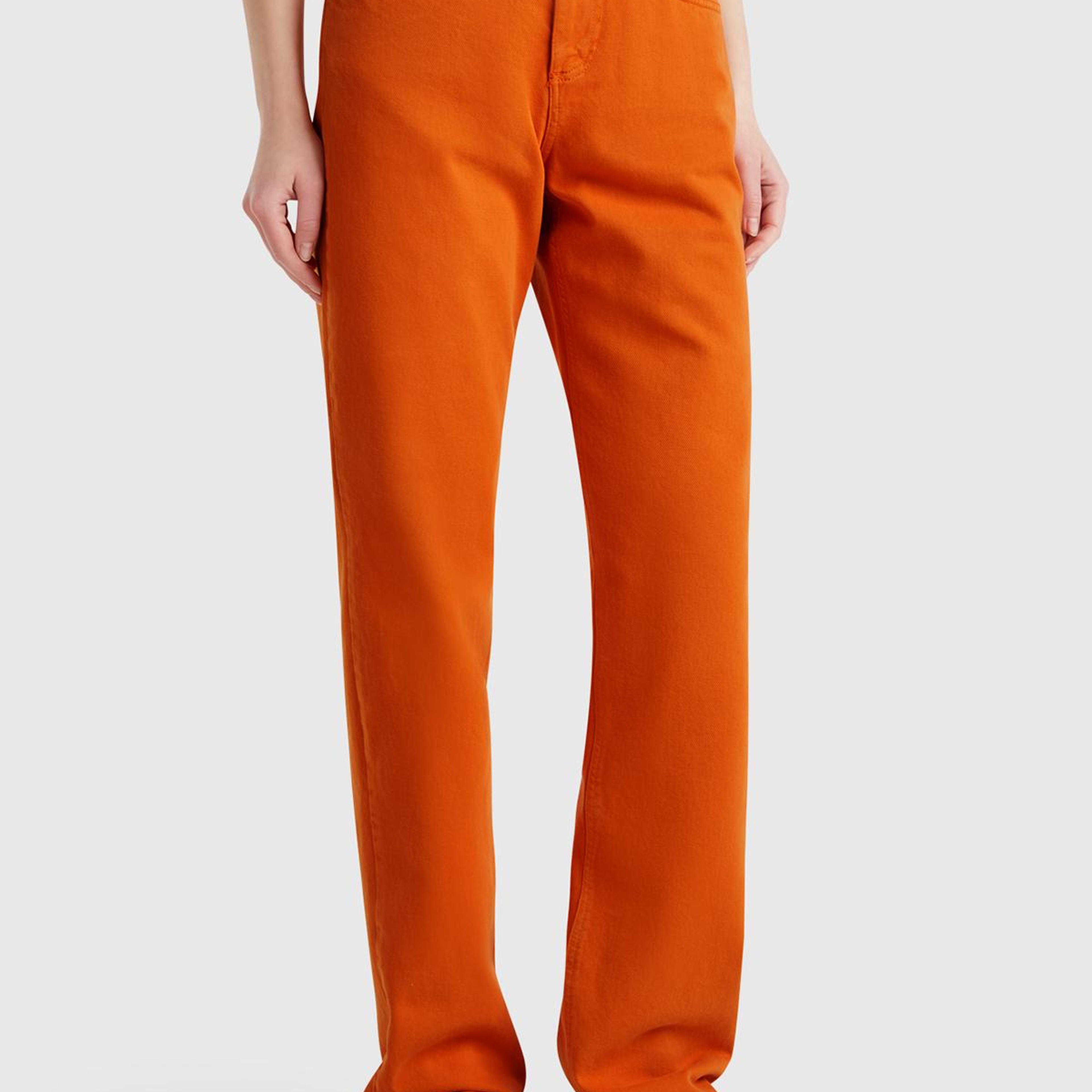 Kadın Turuncu %100 Pamuk Normal Bel Regular Fit Denim Pantolon