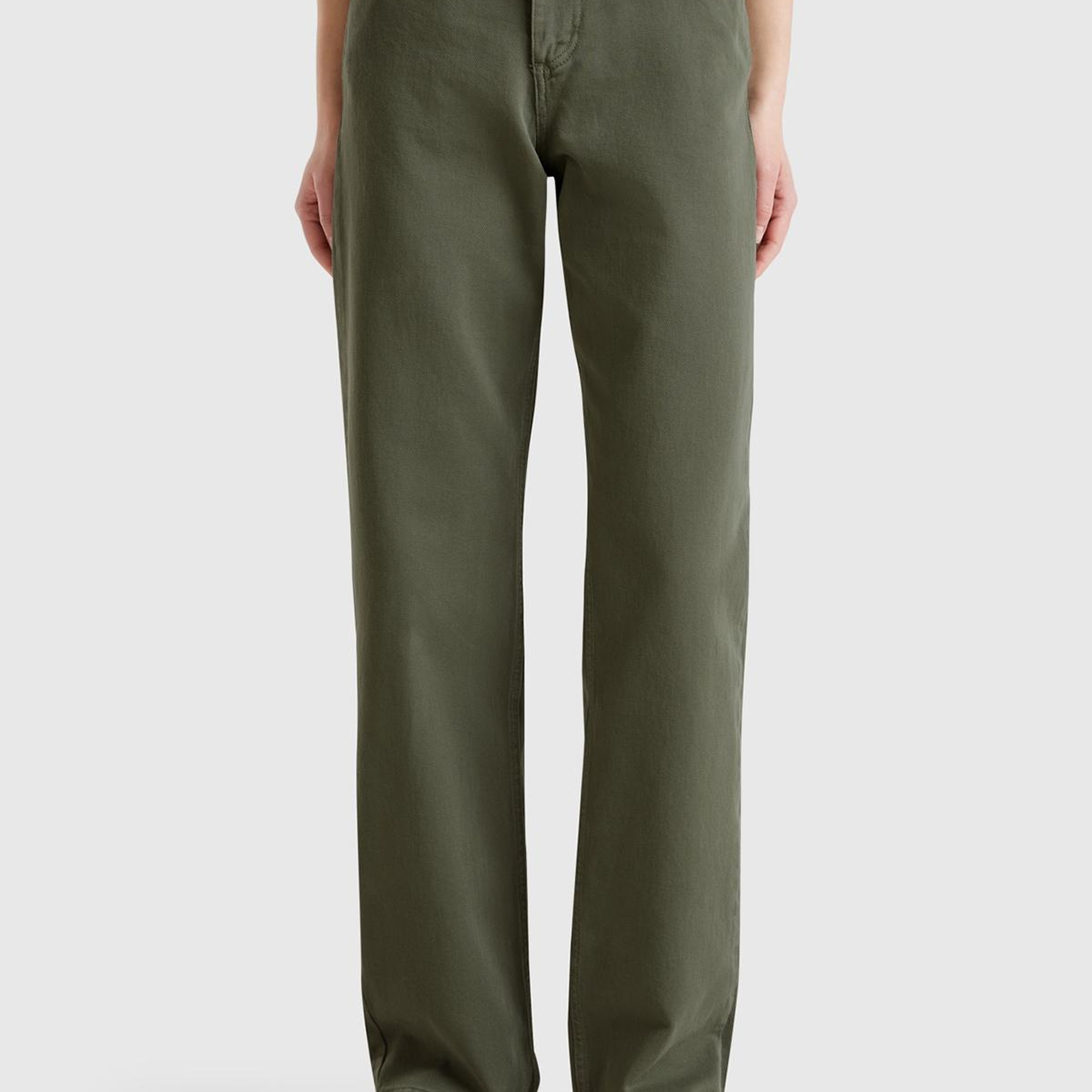 Kadın Soluk Yeşil %100 Pamuk Normal Bel Regular Fit Denim Pantolon