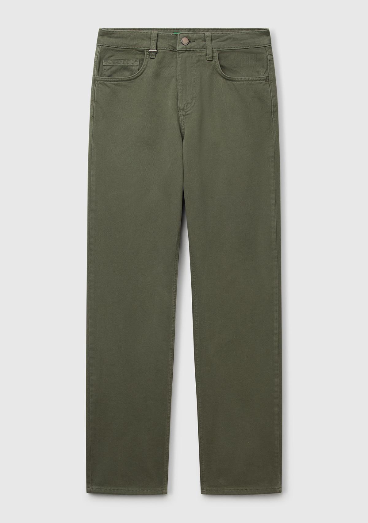 Kadın Soluk Yeşil %100 Pamuk Normal Bel Regular Fit Denim Pantolon