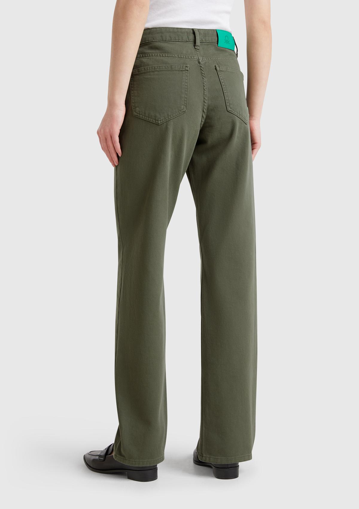 Kadın Soluk Yeşil %100 Pamuk Normal Bel Regular Fit Denim Pantolon