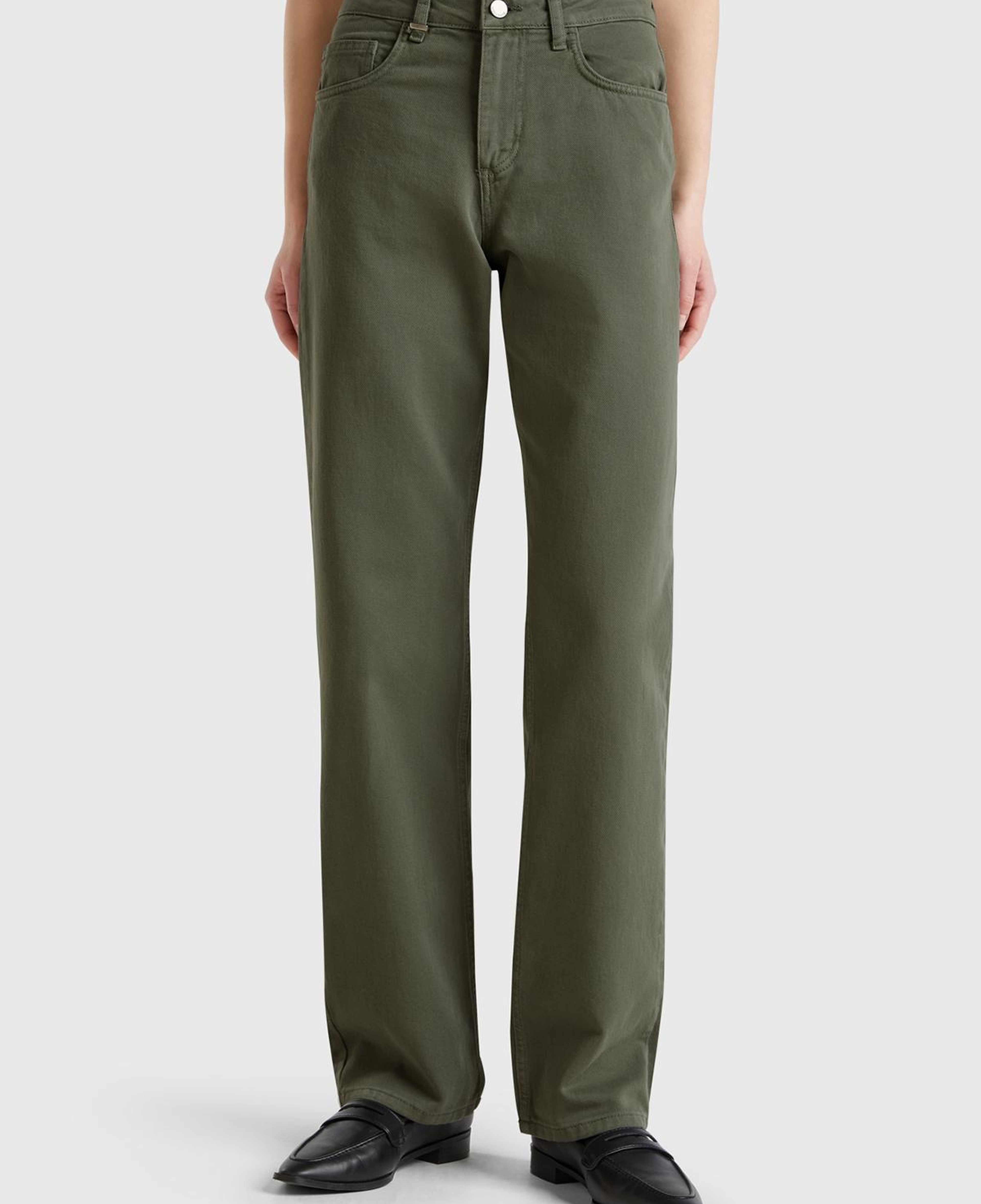 Kadın Soluk Yeşil %100 Pamuk Normal Bel Regular Fit Denim Pantolon