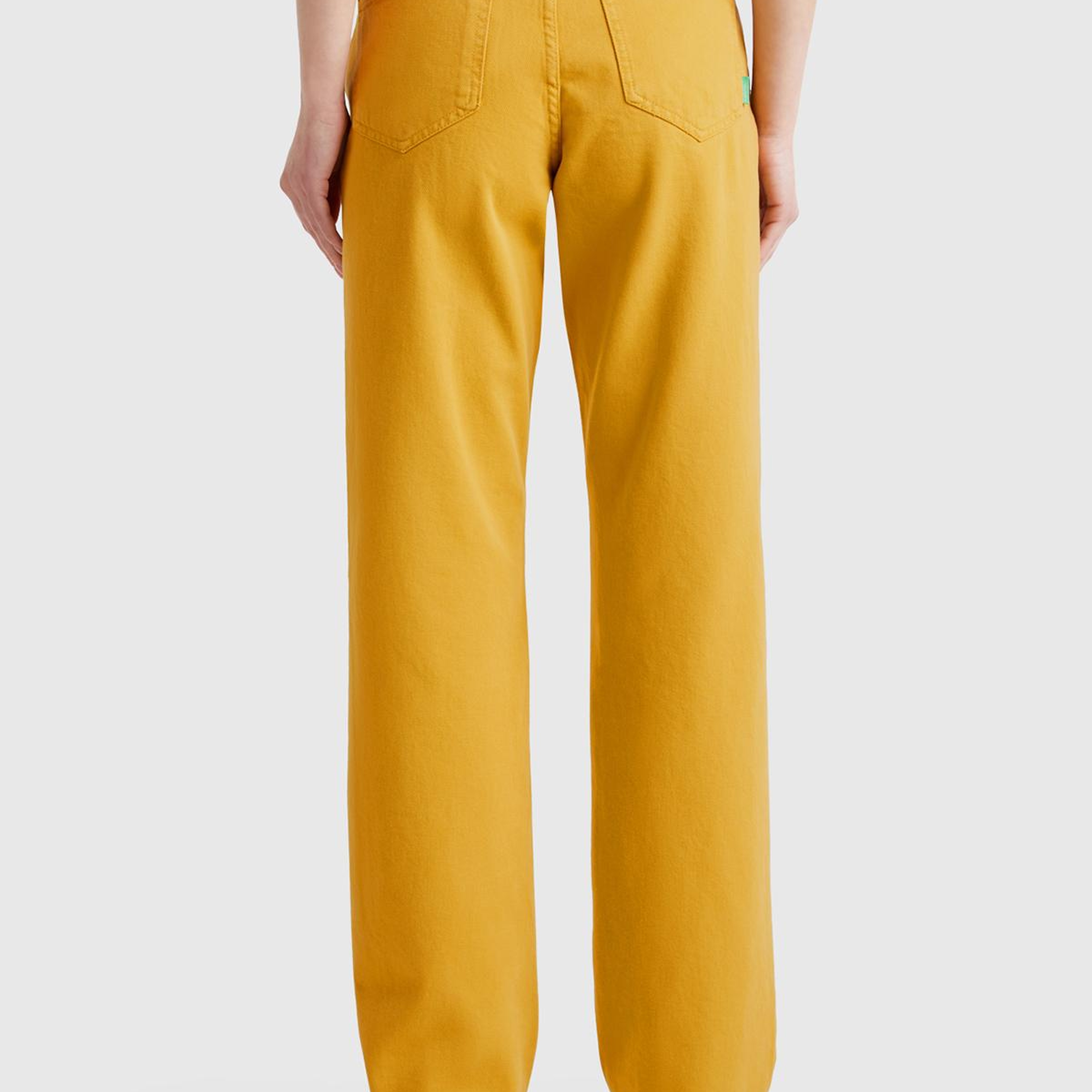 Kadın Sarı %100 Pamuk Normal Bel Regular Fit Denim Pantolon