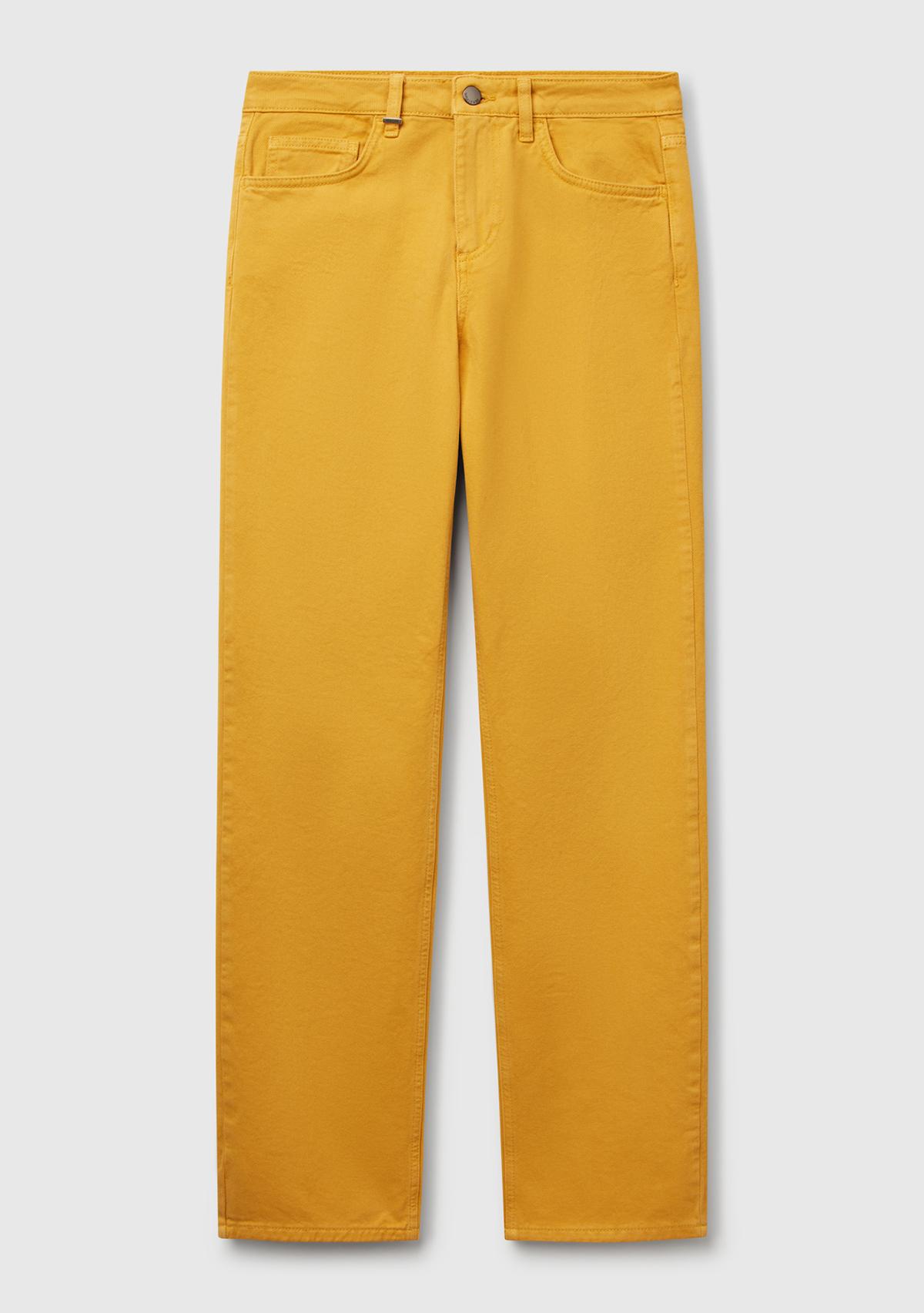 Kadın Sarı %100 Pamuk Normal Bel Regular Fit Denim Pantolon