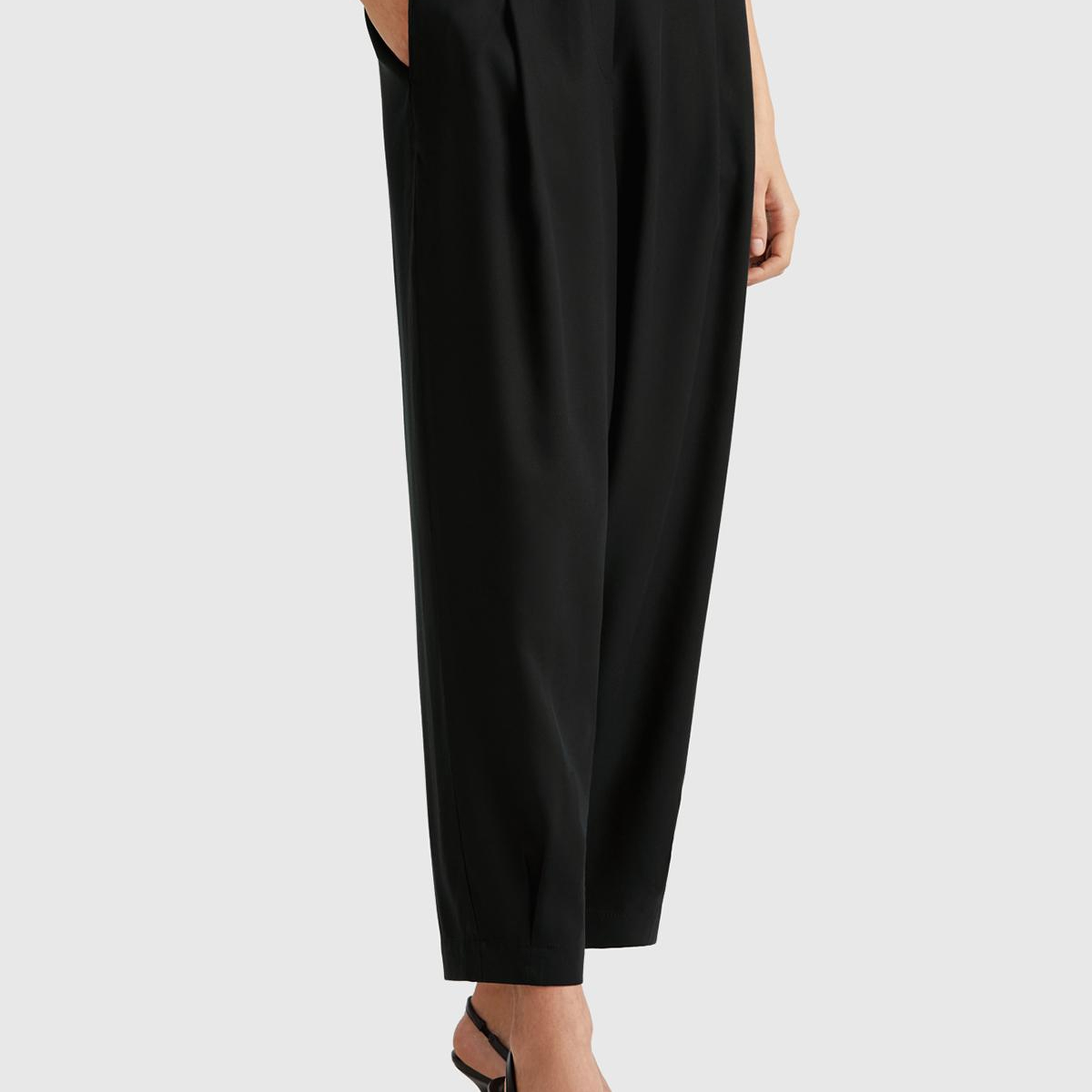 Kadın Siyah %100 Liyosel Beli Lastikli Balon Fit Pantolon