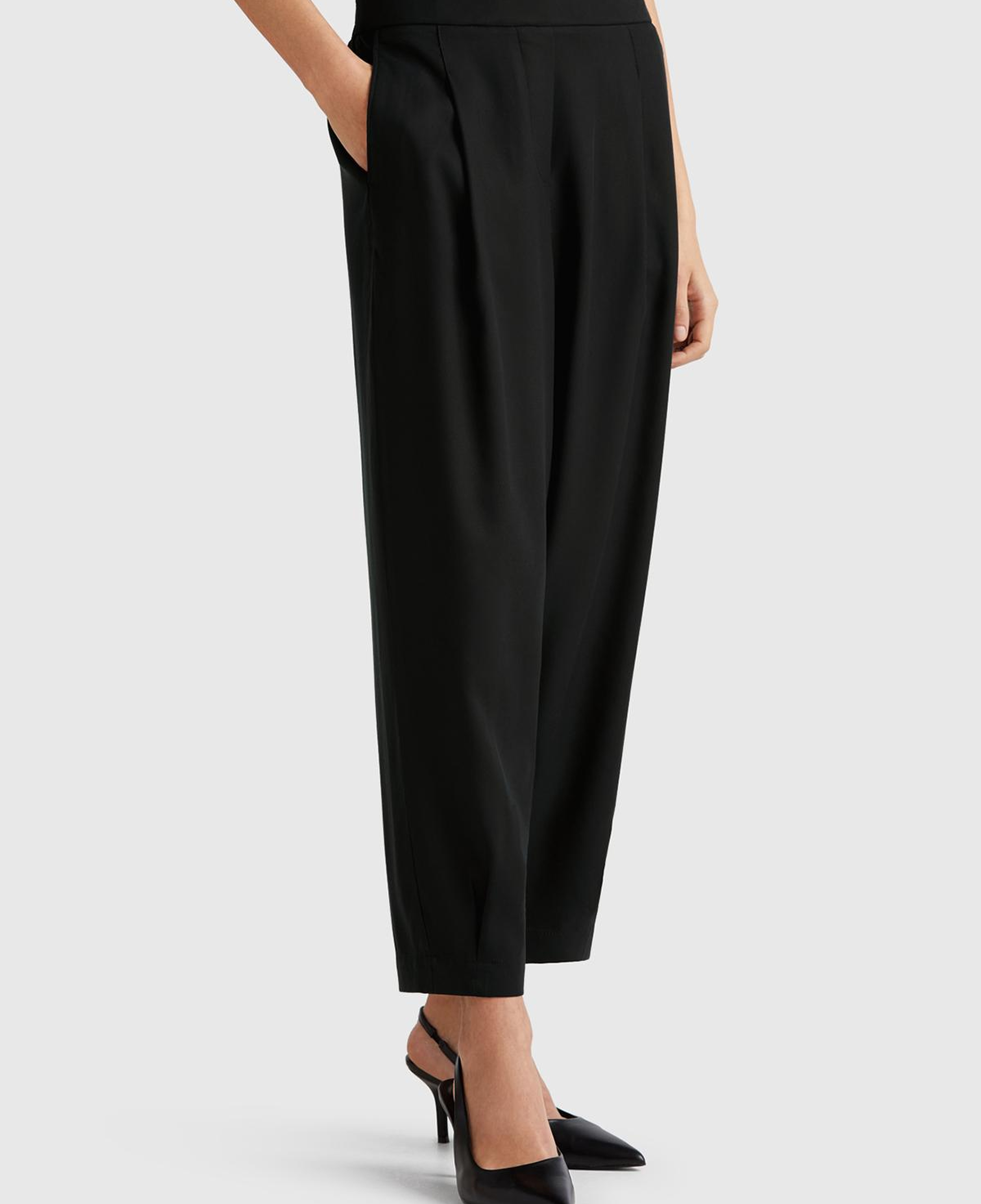 Kadın Siyah %100 Liyosel Beli Lastikli Balon Fit Pantolon