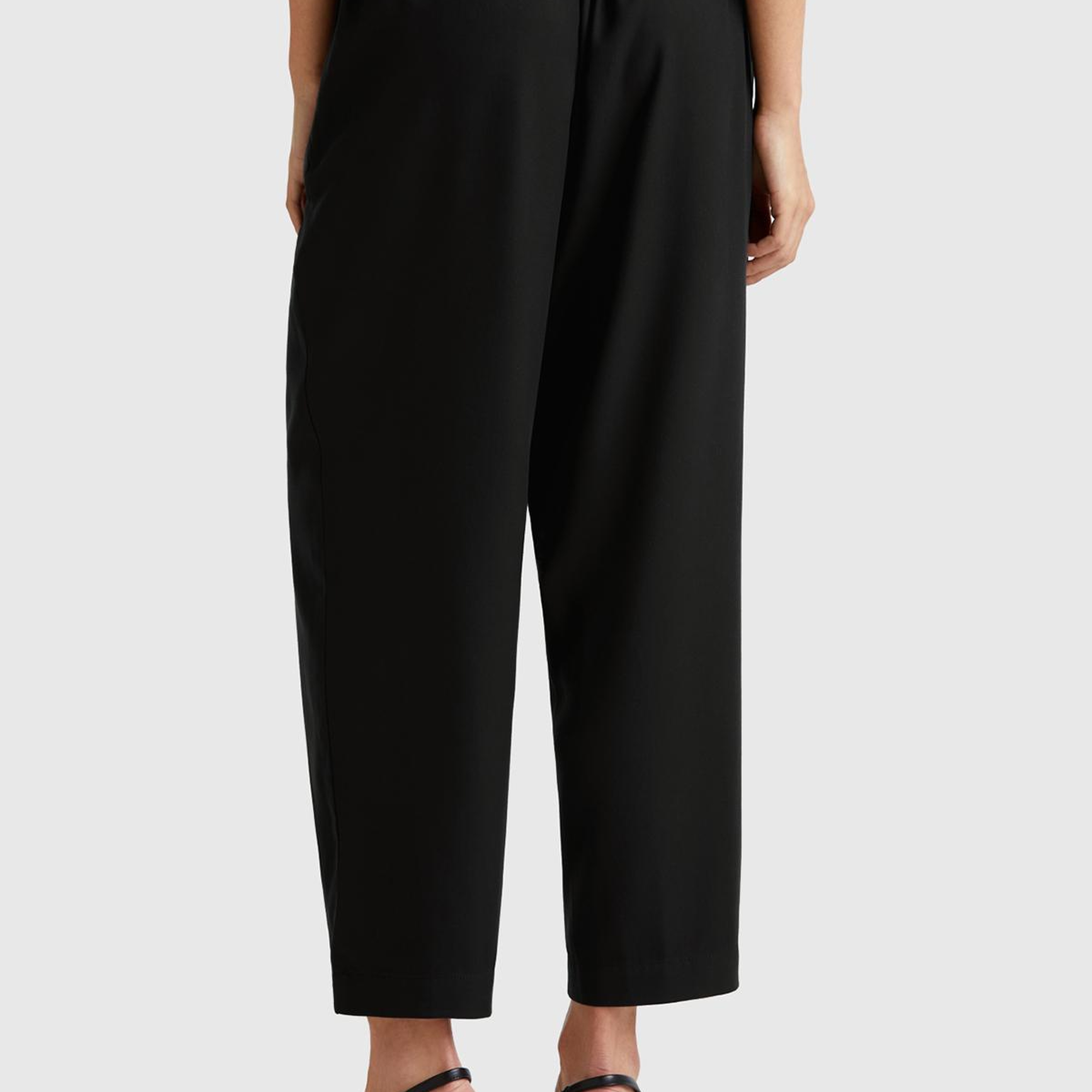 Kadın Siyah %100 Liyosel Beli Lastikli Balon Fit Pantolon