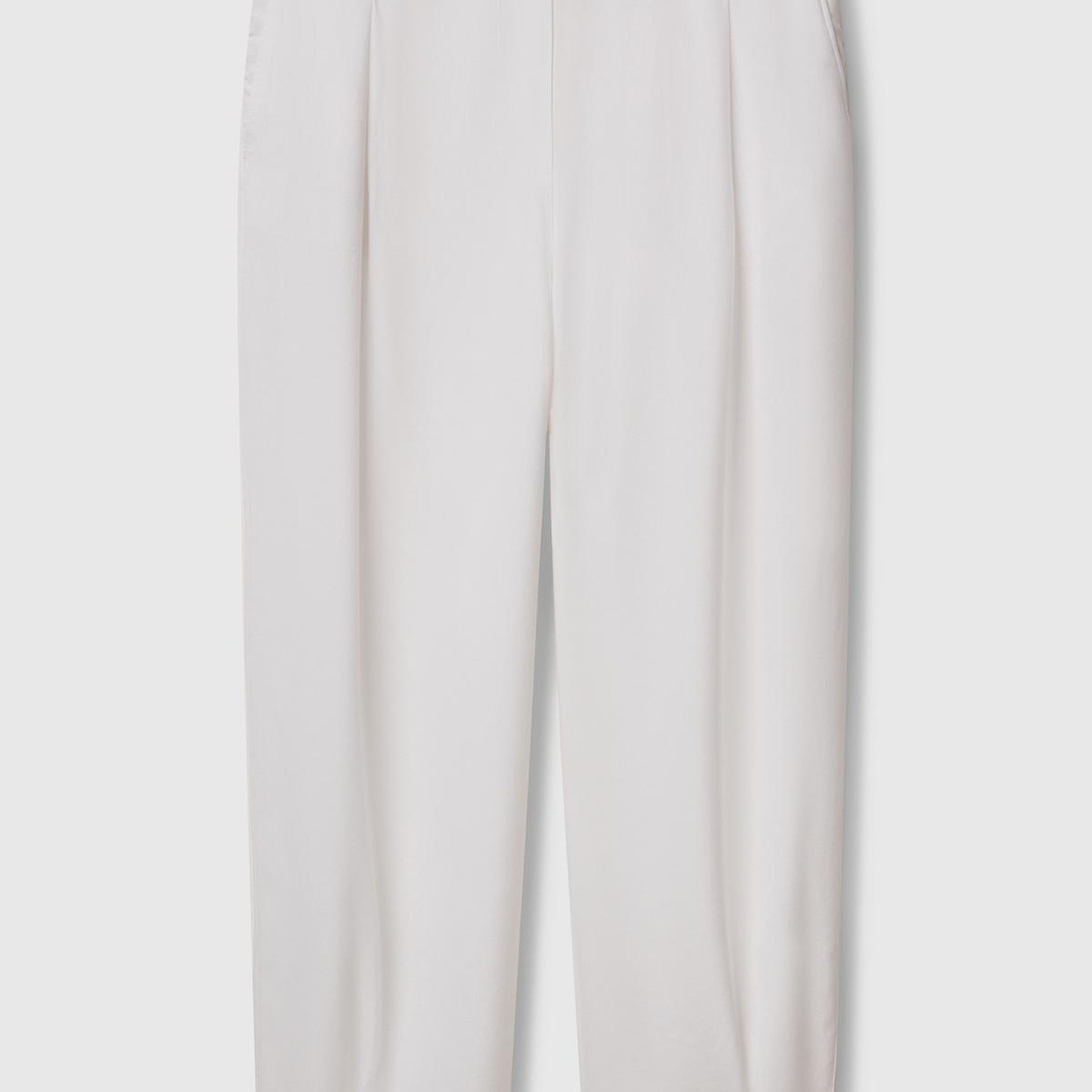 Kadın Beyaz %100 Liyosel Beli Lastikli Balon Fit Pantolon