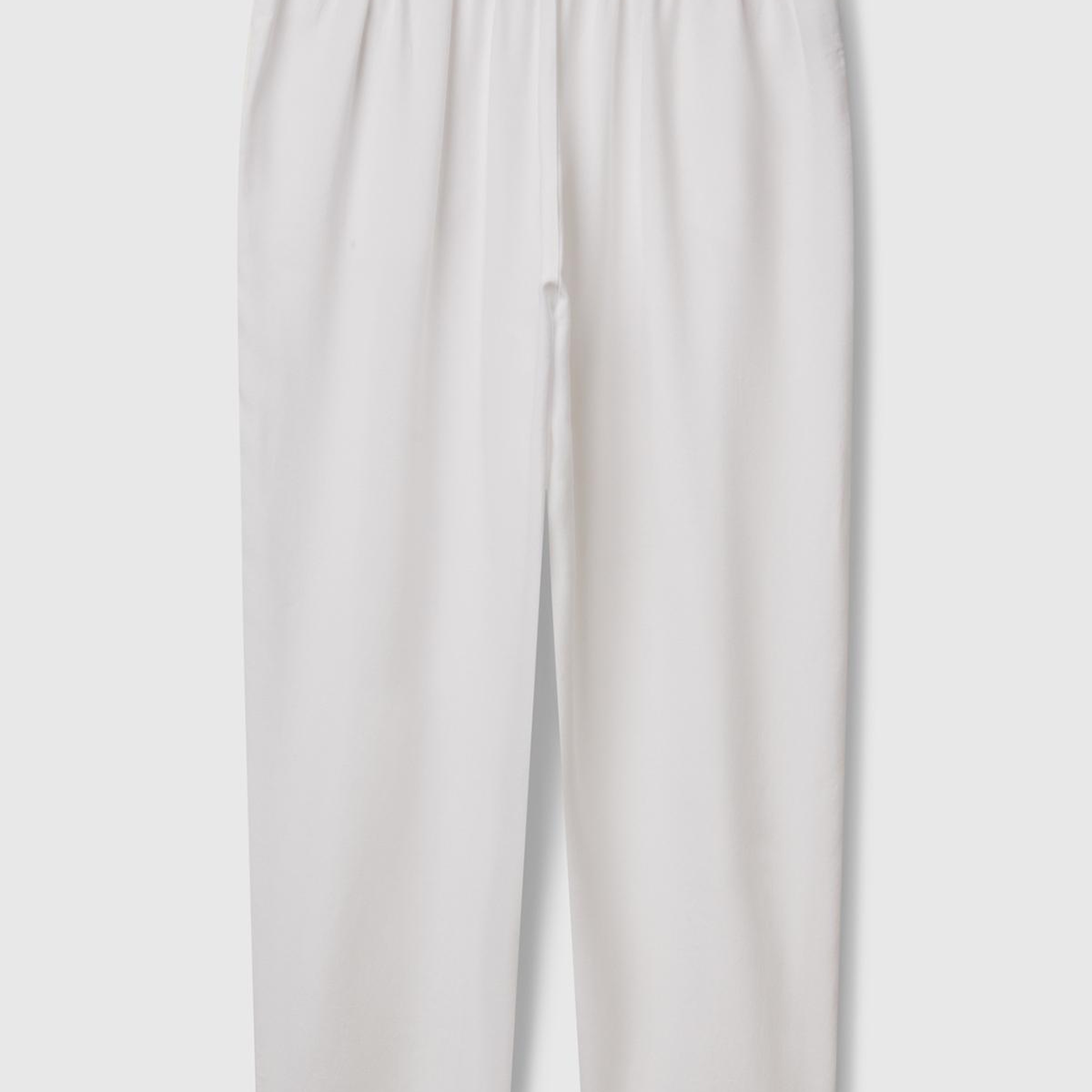 Kadın Beyaz %100 Liyosel Beli Lastikli Balon Fit Pantolon