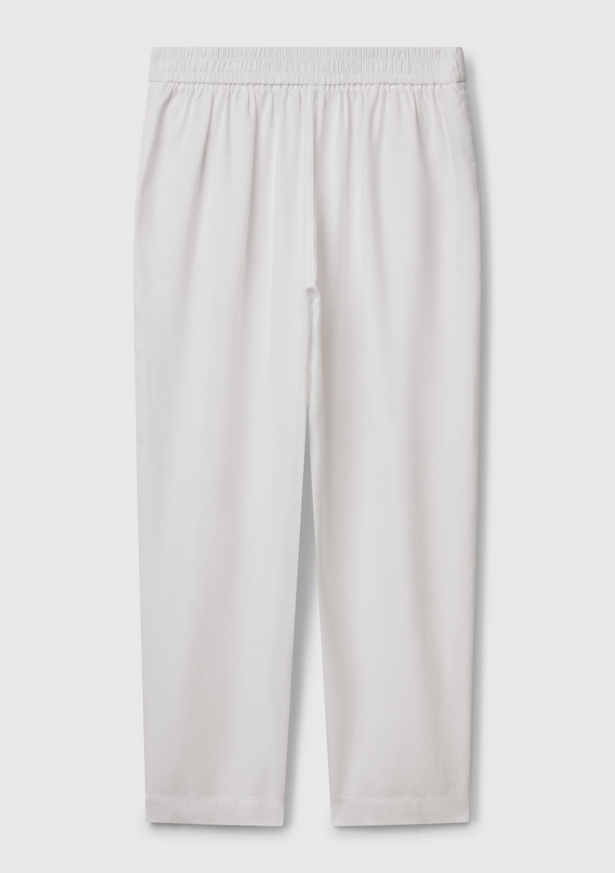 Kadın Beyaz %100 Liyosel Beli Lastikli Balon Fit Pantolon