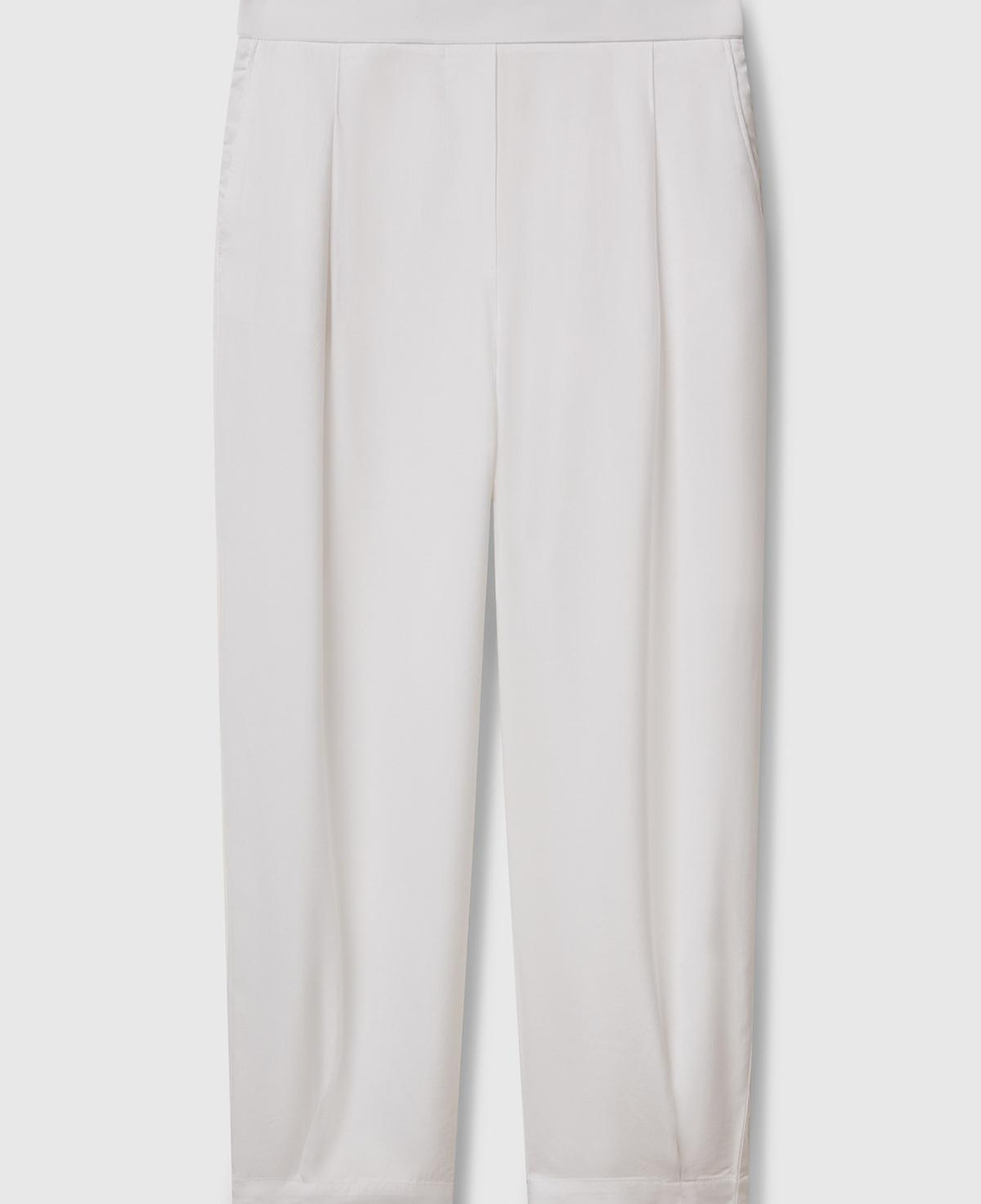 Kadın Beyaz %100 Liyosel Beli Lastikli Balon Fit Pantolon