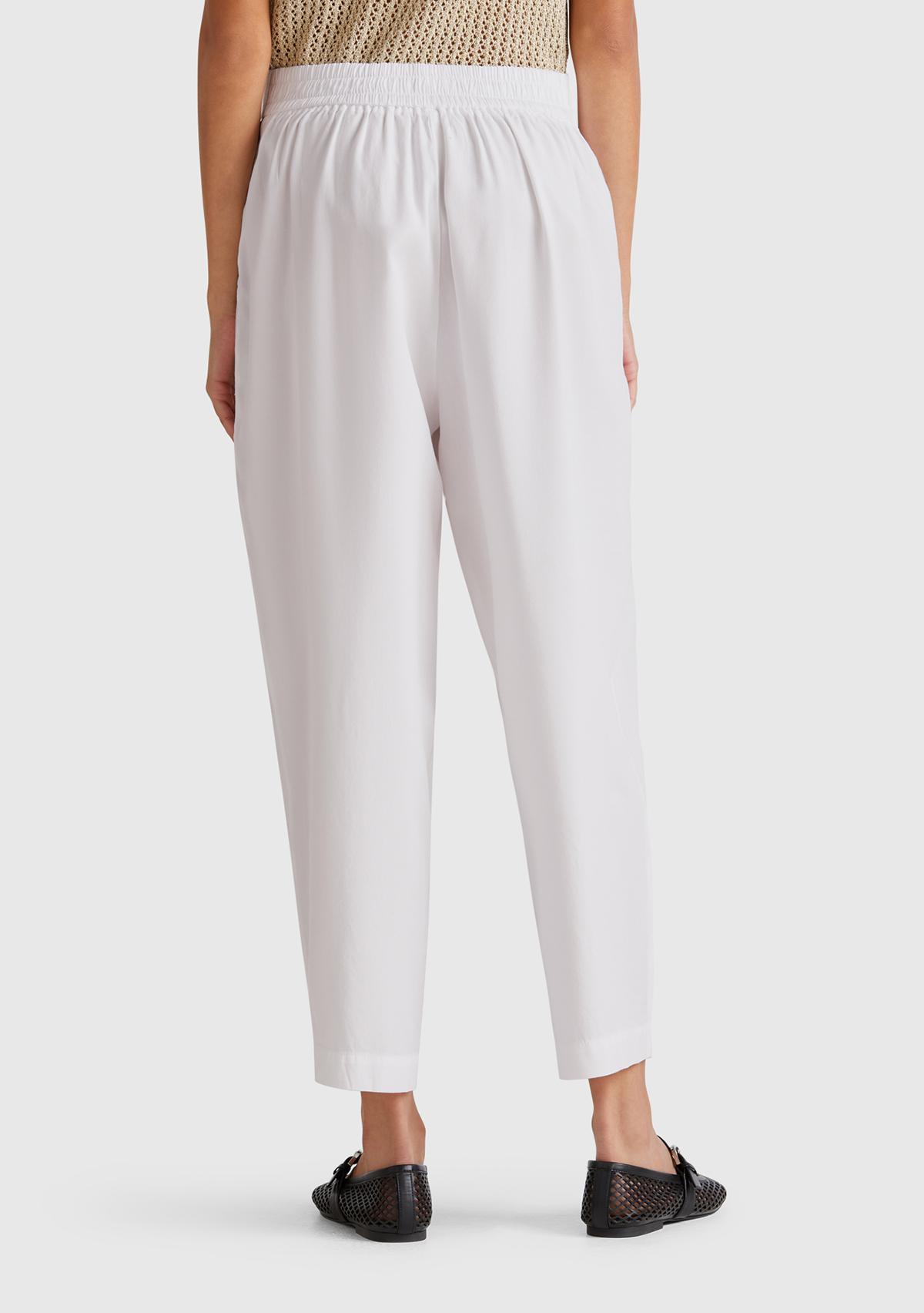 Kadın Beyaz %100 Liyosel Beli Lastikli Balon Fit Pantolon