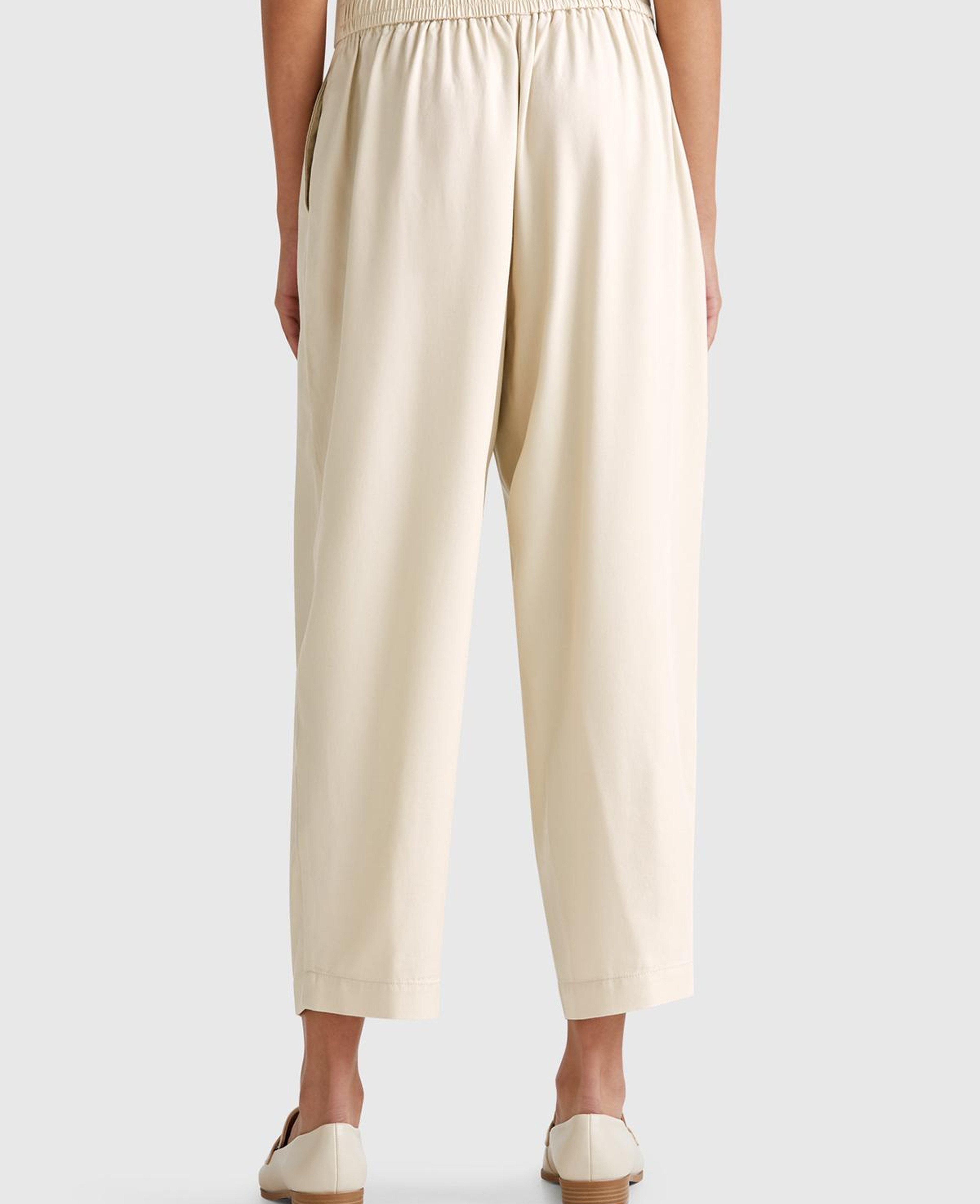 Kadın Taş Rengi %100 Liyosel Beli Lastikli Balon Fit Pantolon