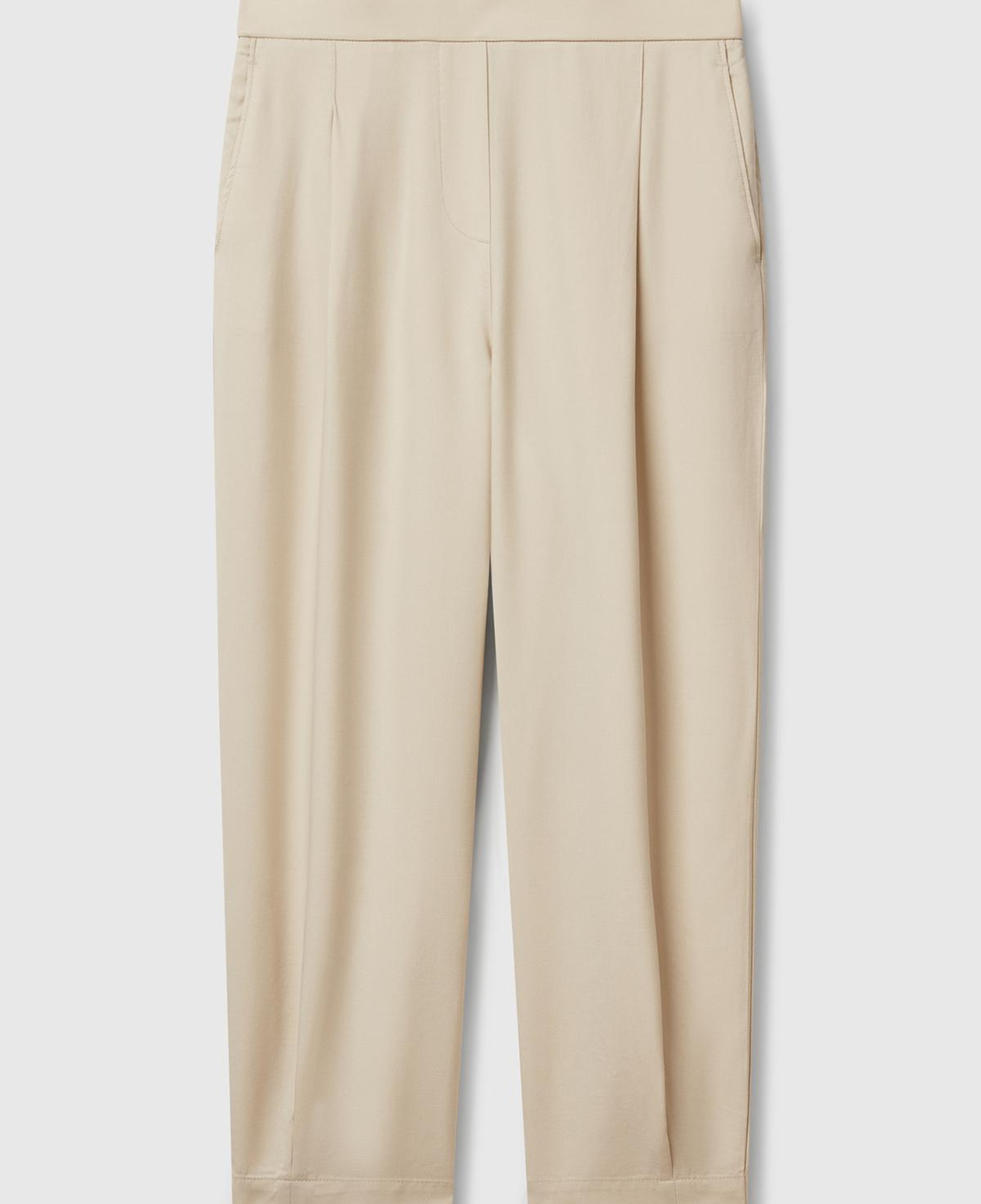 Kadın Taş Rengi %100 Liyosel Beli Lastikli Balon Fit Pantolon