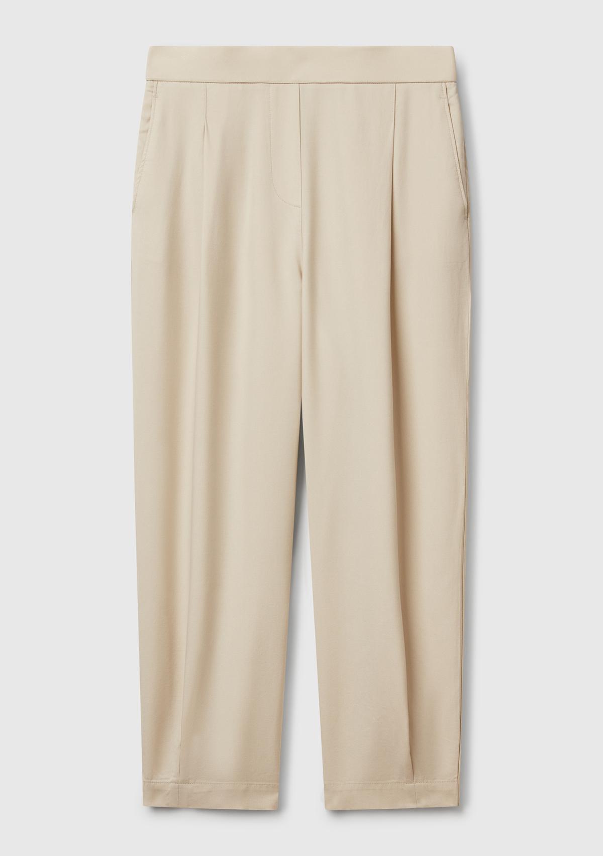 Kadın Taş Rengi %100 Liyosel Beli Lastikli Balon Fit Pantolon