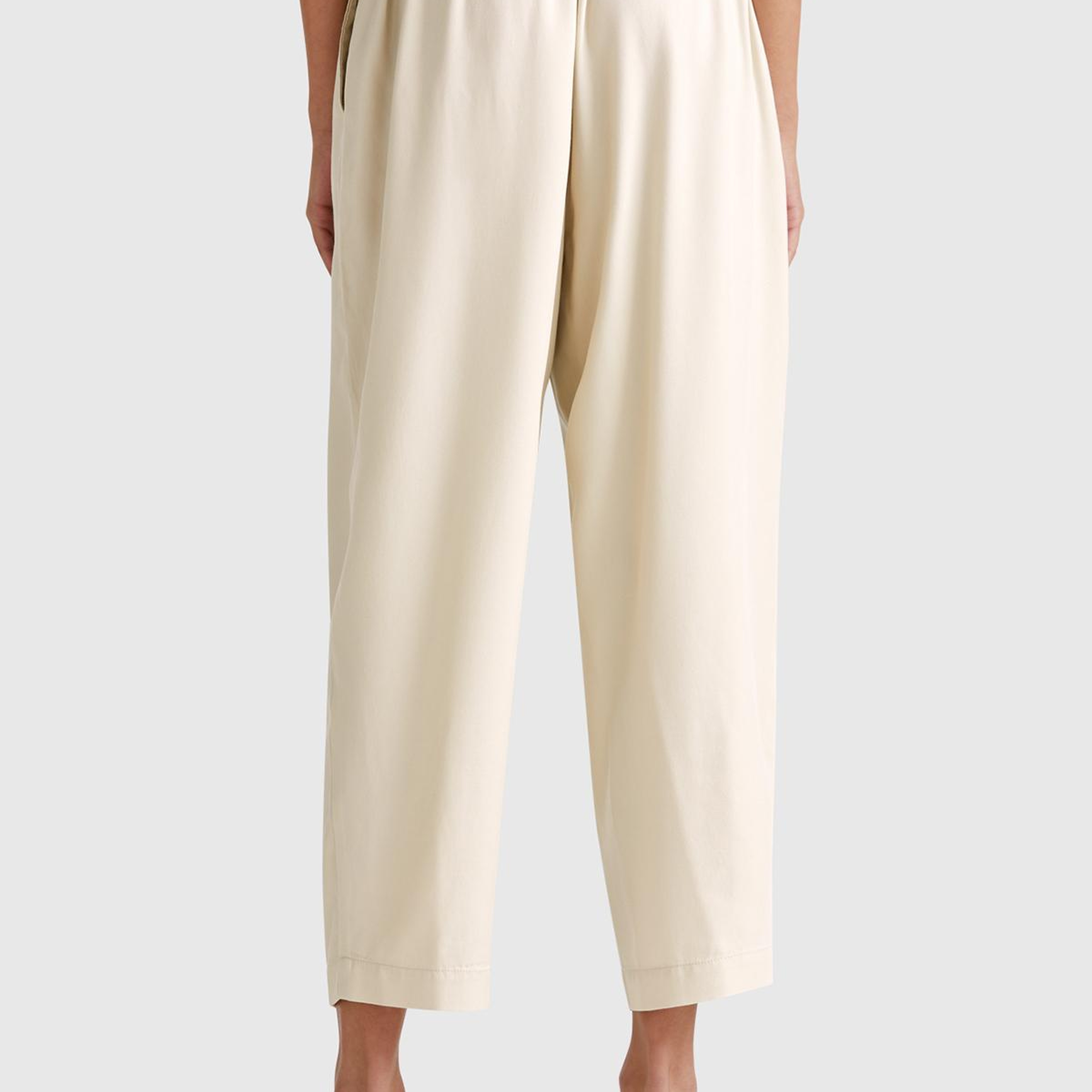 Kadın Taş Rengi %100 Liyosel Beli Lastikli Balon Fit Pantolon