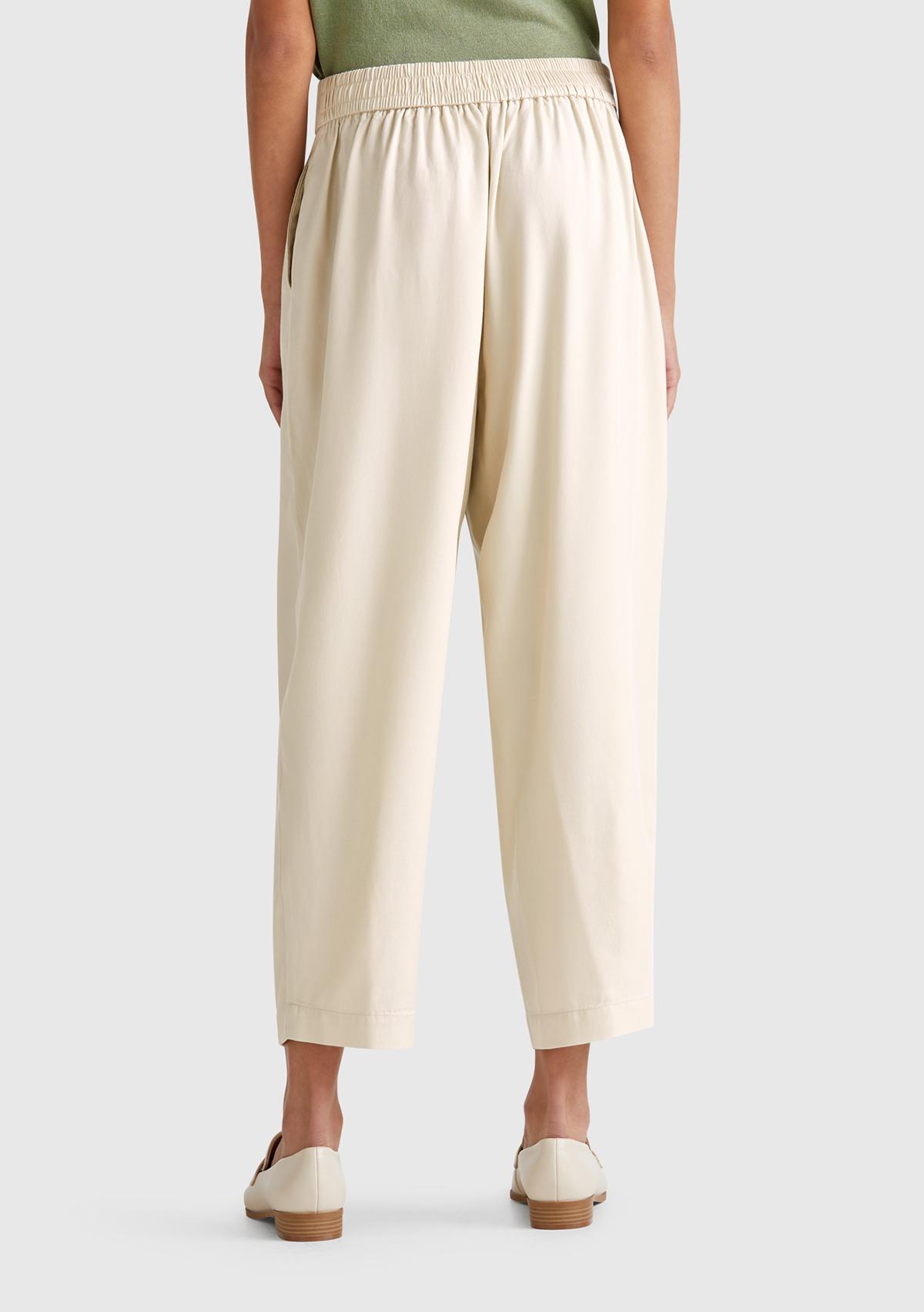 Kadın Taş Rengi %100 Liyosel Beli Lastikli Balon Fit Pantolon