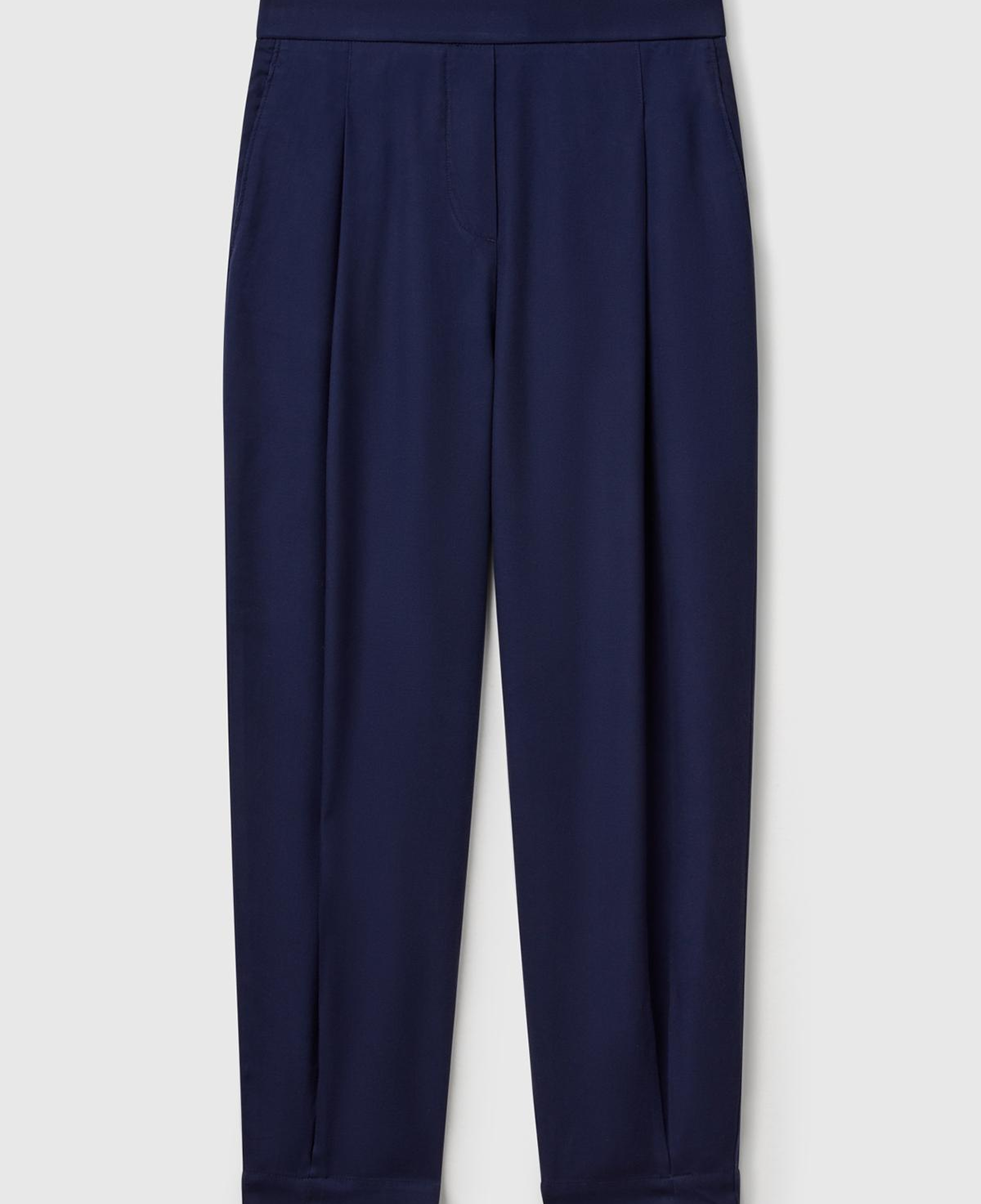 Kadın Lacivert %100 Liyosel Beli Lastikli Balon Fit Pantolon