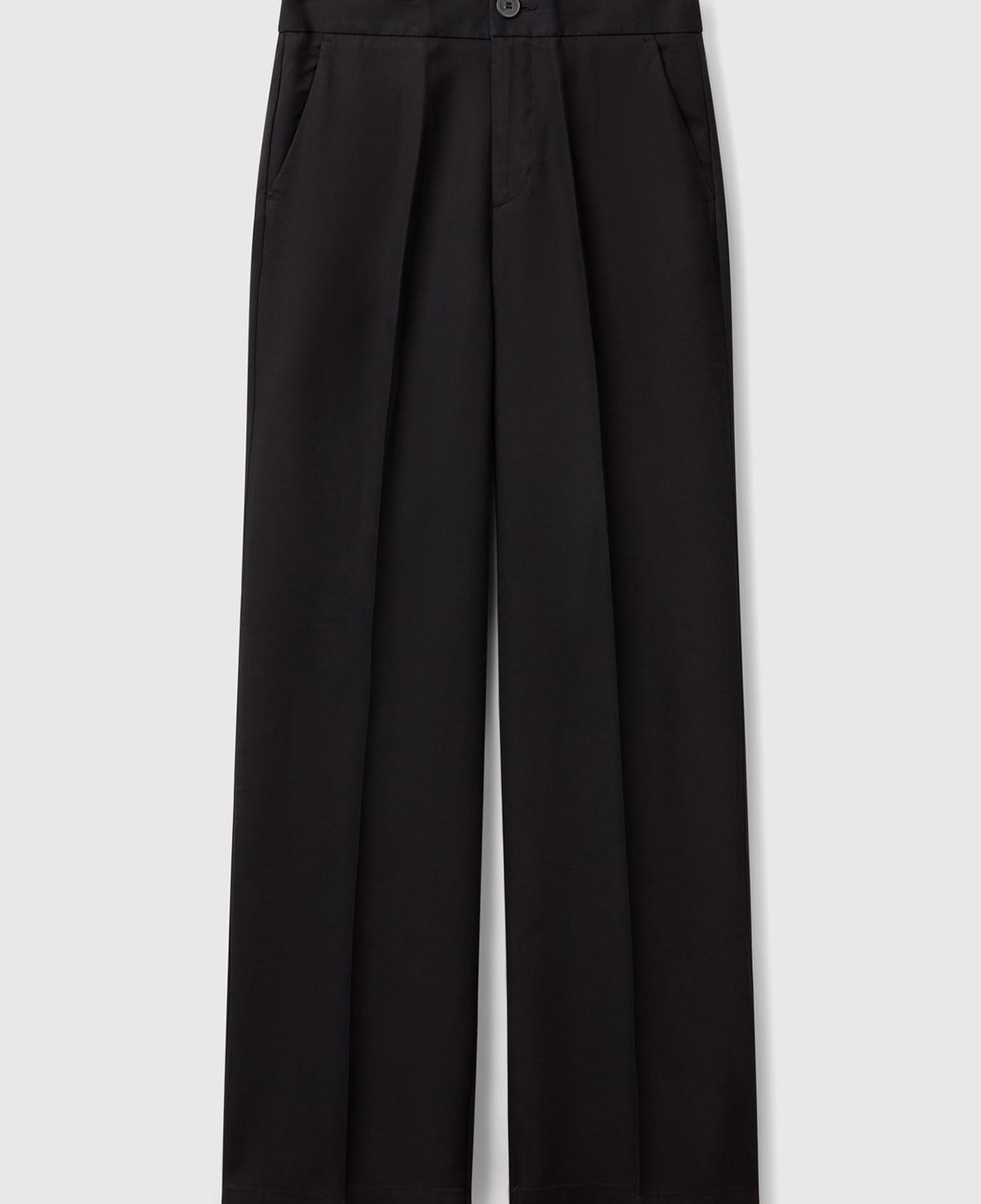 Kadın Siyah %100 Liyosel Beli Lastikli Düz Paça Pantolon