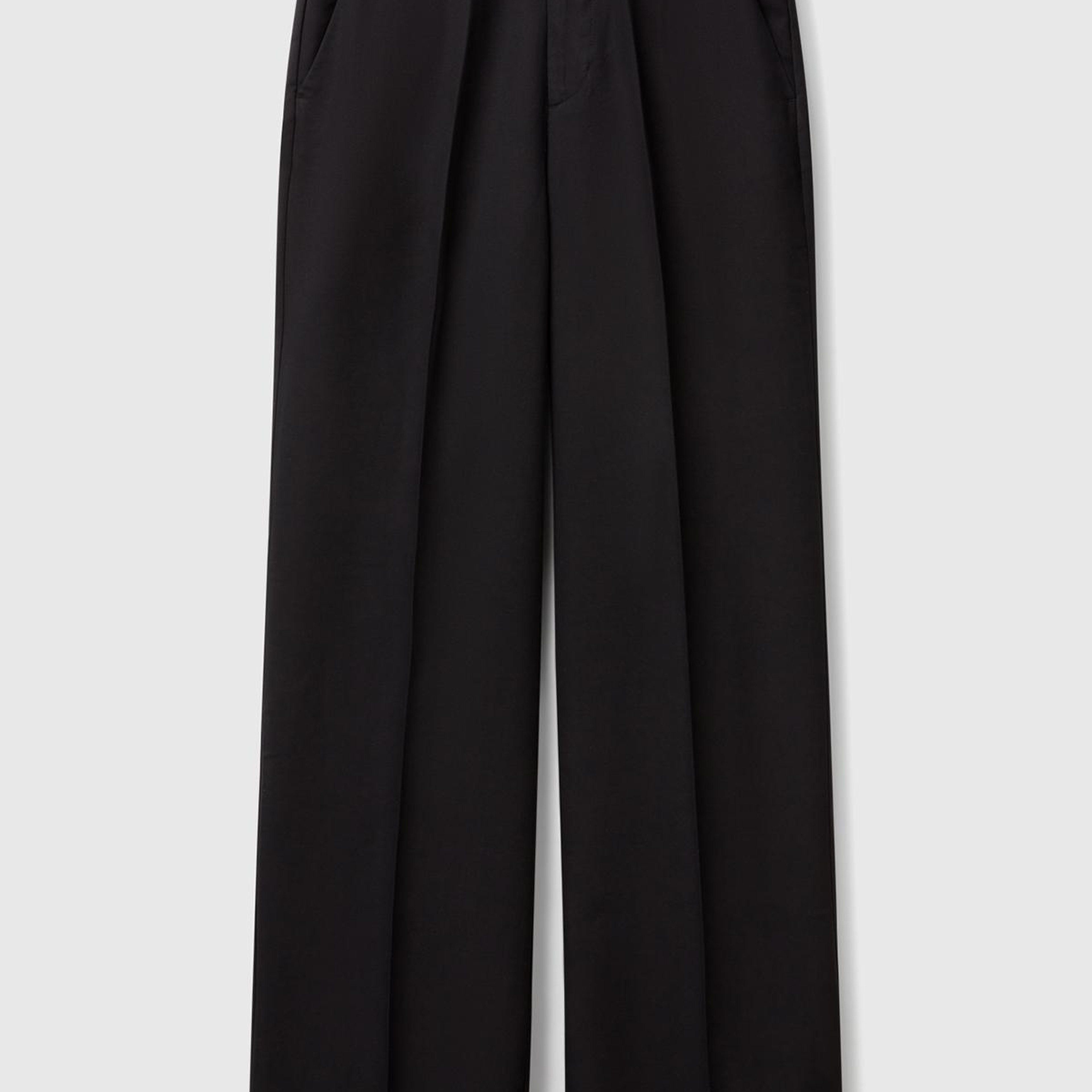 Kadın Siyah %100 Liyosel Beli Lastikli Düz Paça Pantolon