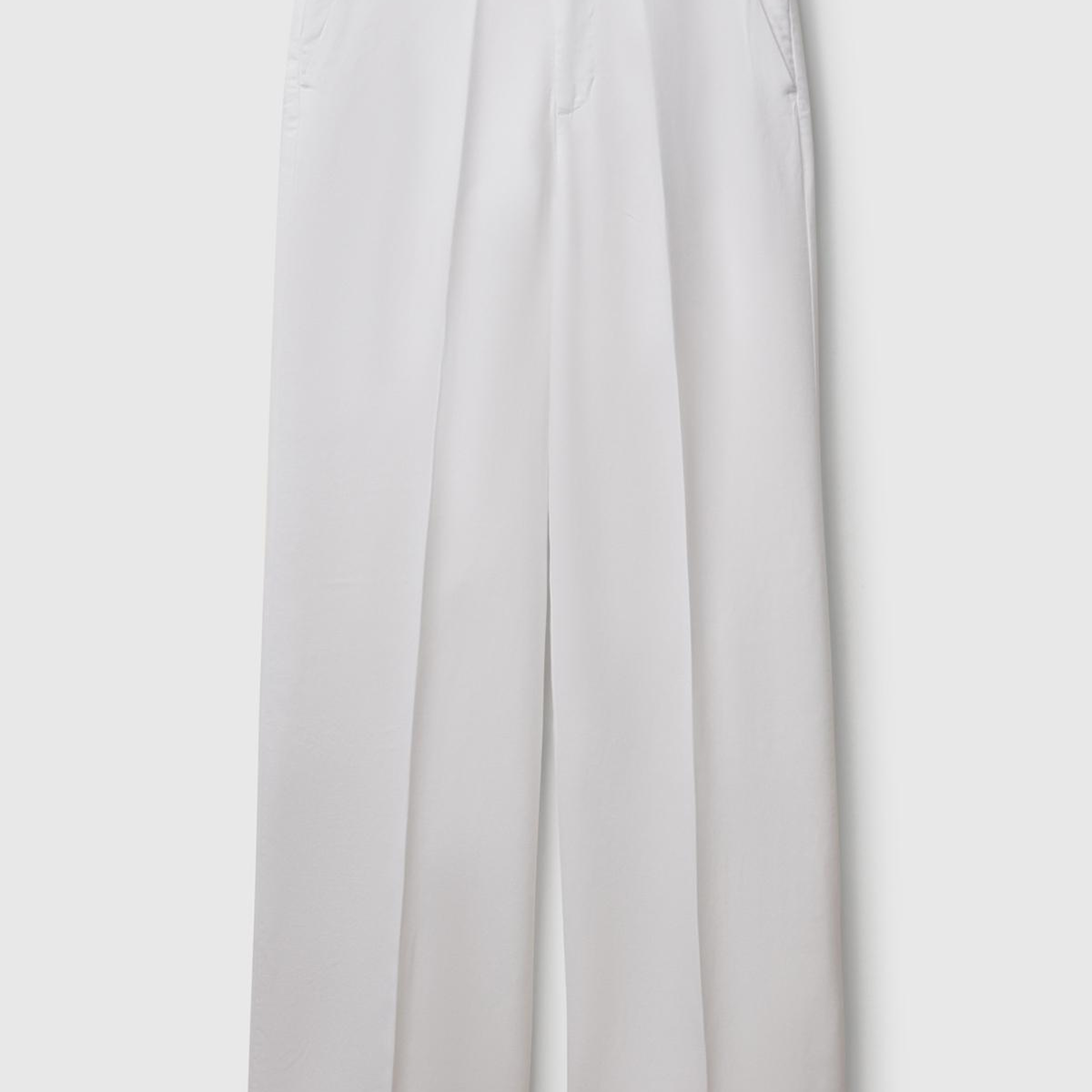 Kadın Beyaz %100 Liyosel Beli Lastikli Düz Paça Pantolon