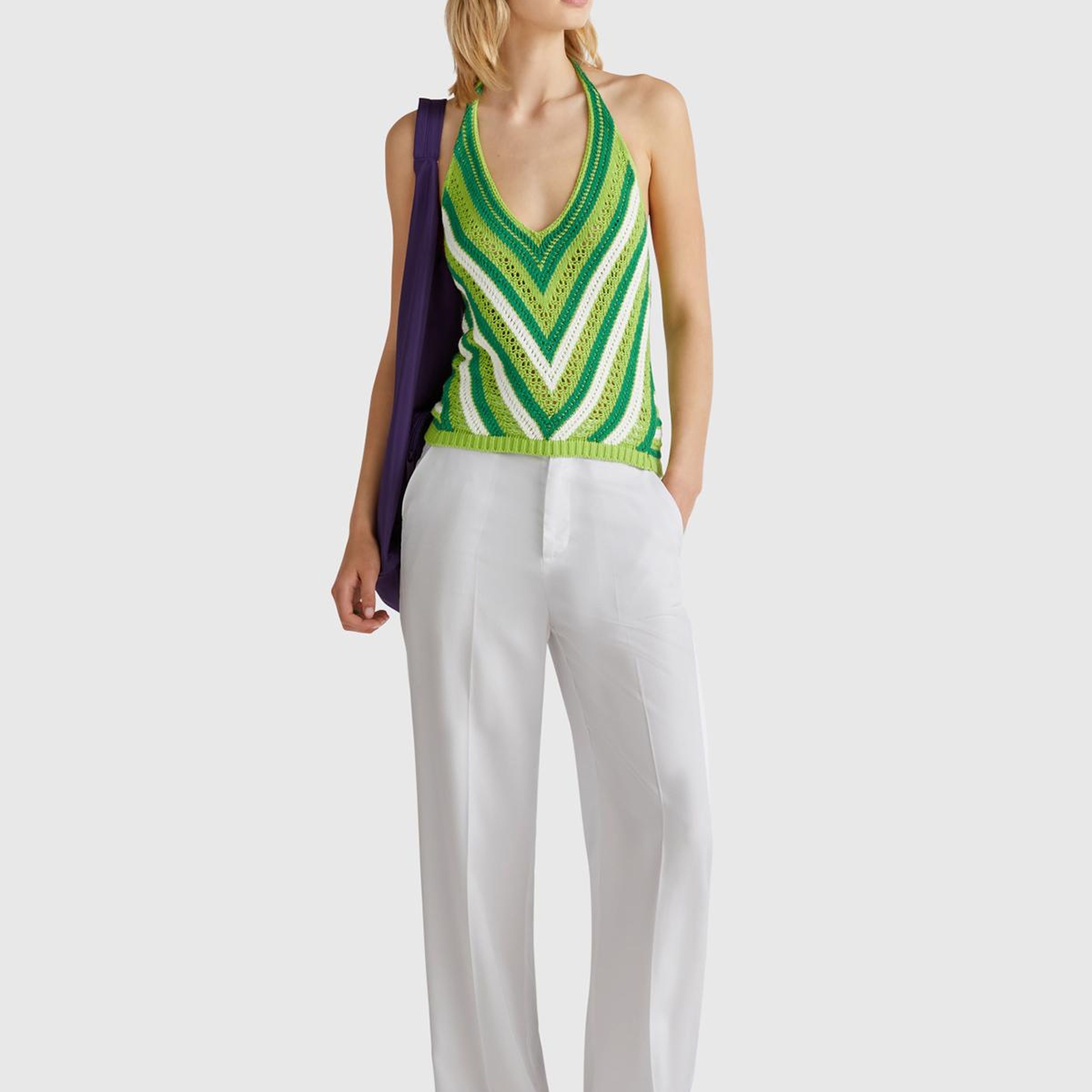 Kadın Beyaz %100 Liyosel Beli Lastikli Düz Paça Pantolon