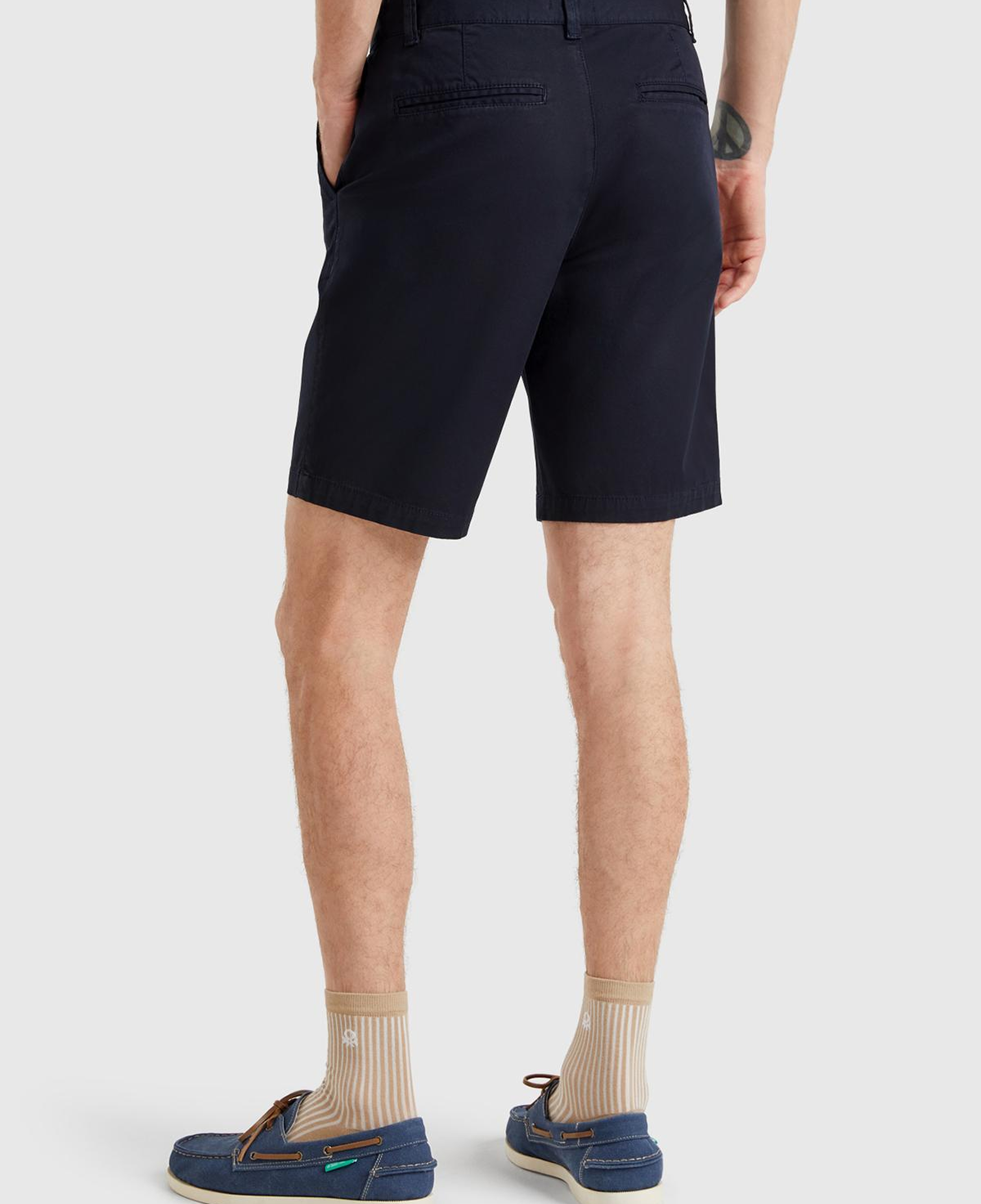 Erkek Lacivert Chino Bermuda