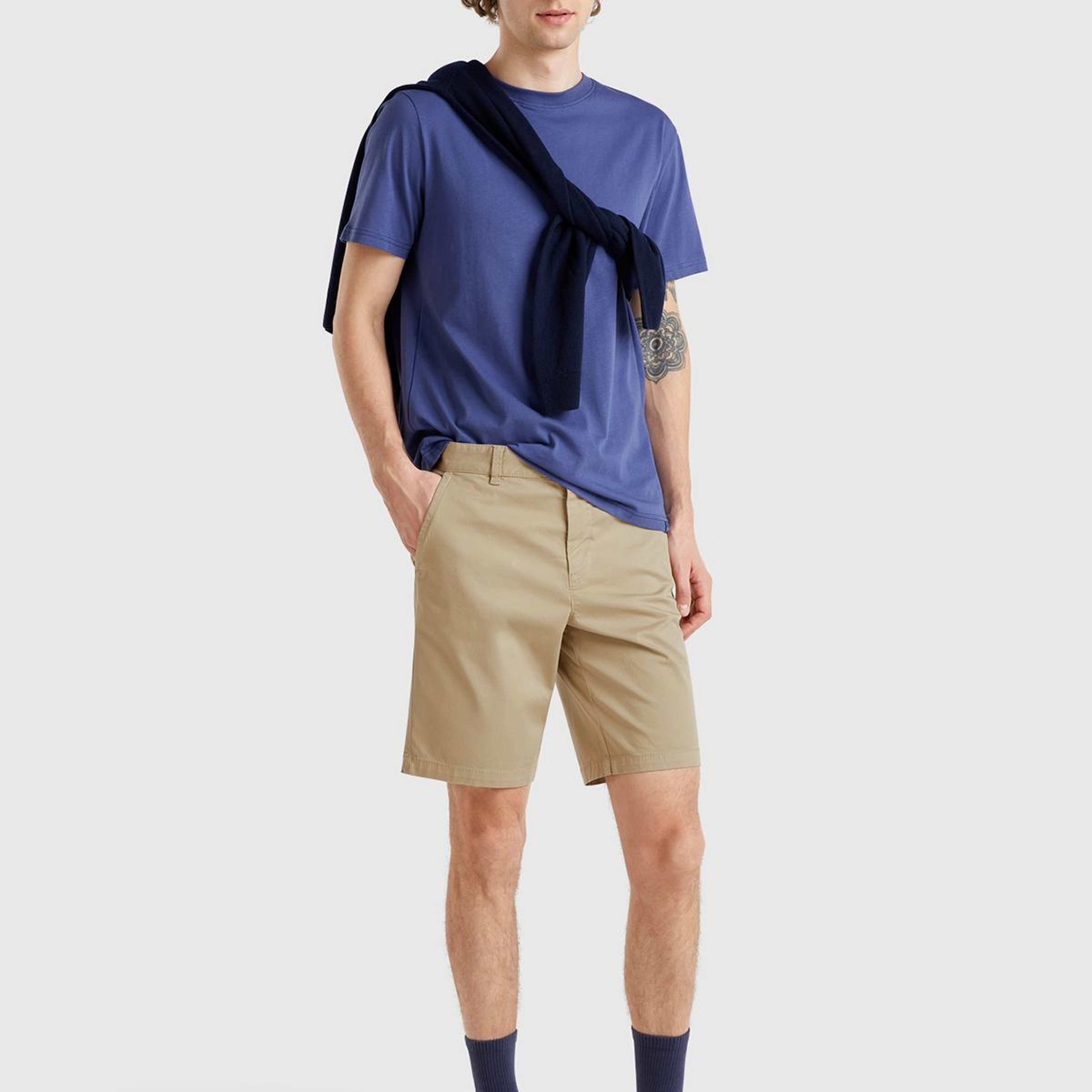 Erkek Haki Chino Bermuda