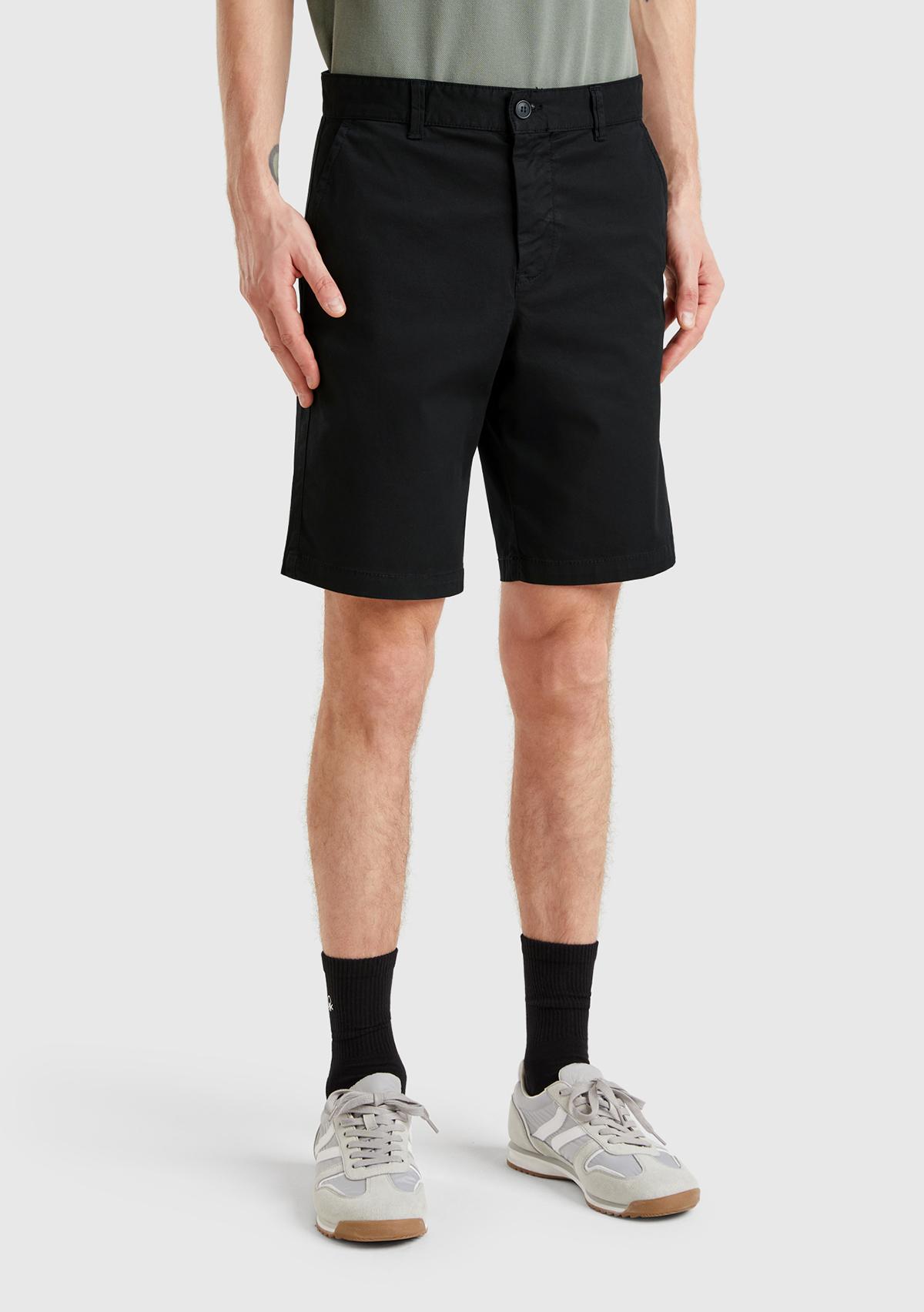 Erkek Siyah Chino Bermuda