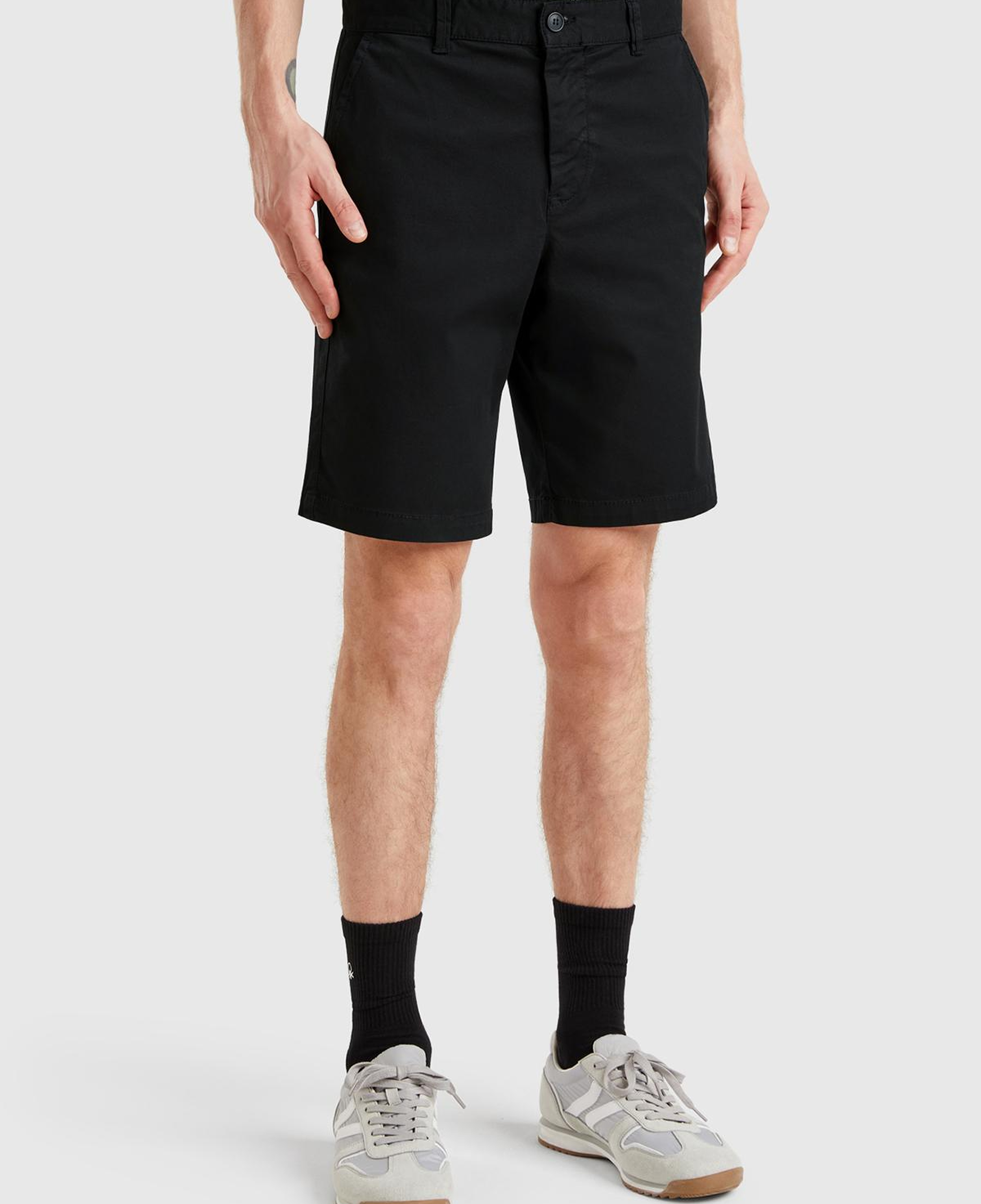 Erkek Siyah Chino Bermuda