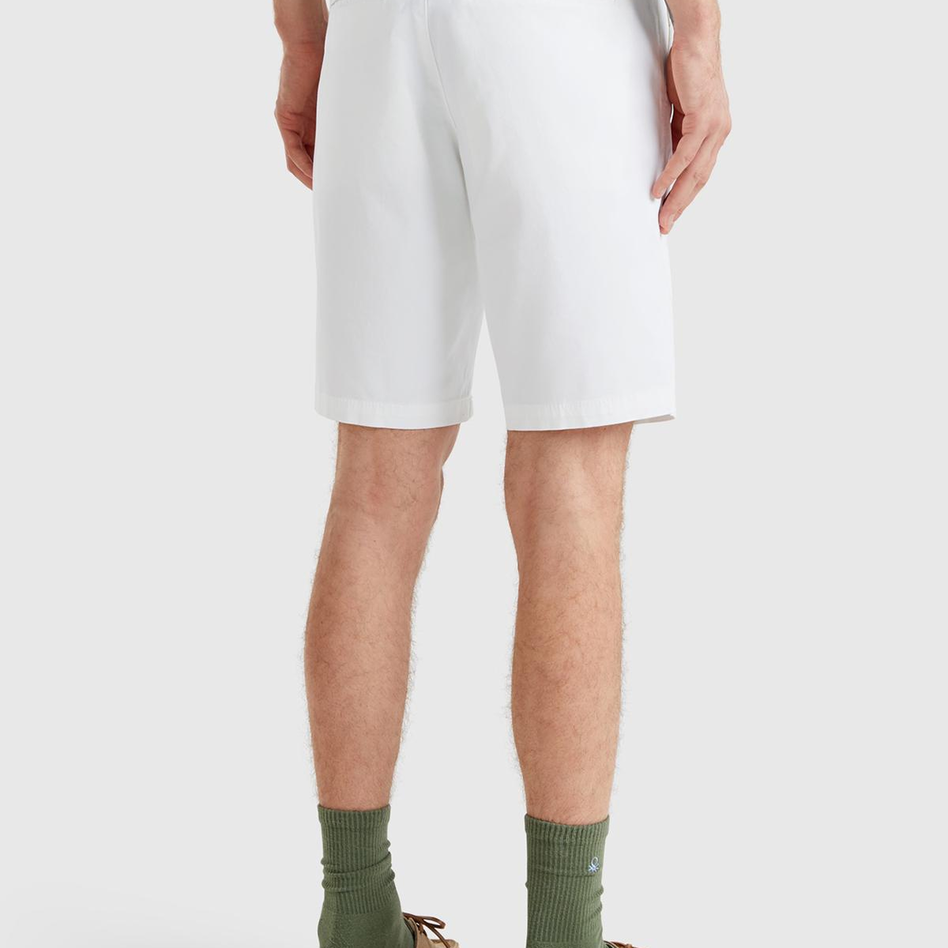 Erkek Beyaz Chino Bermuda