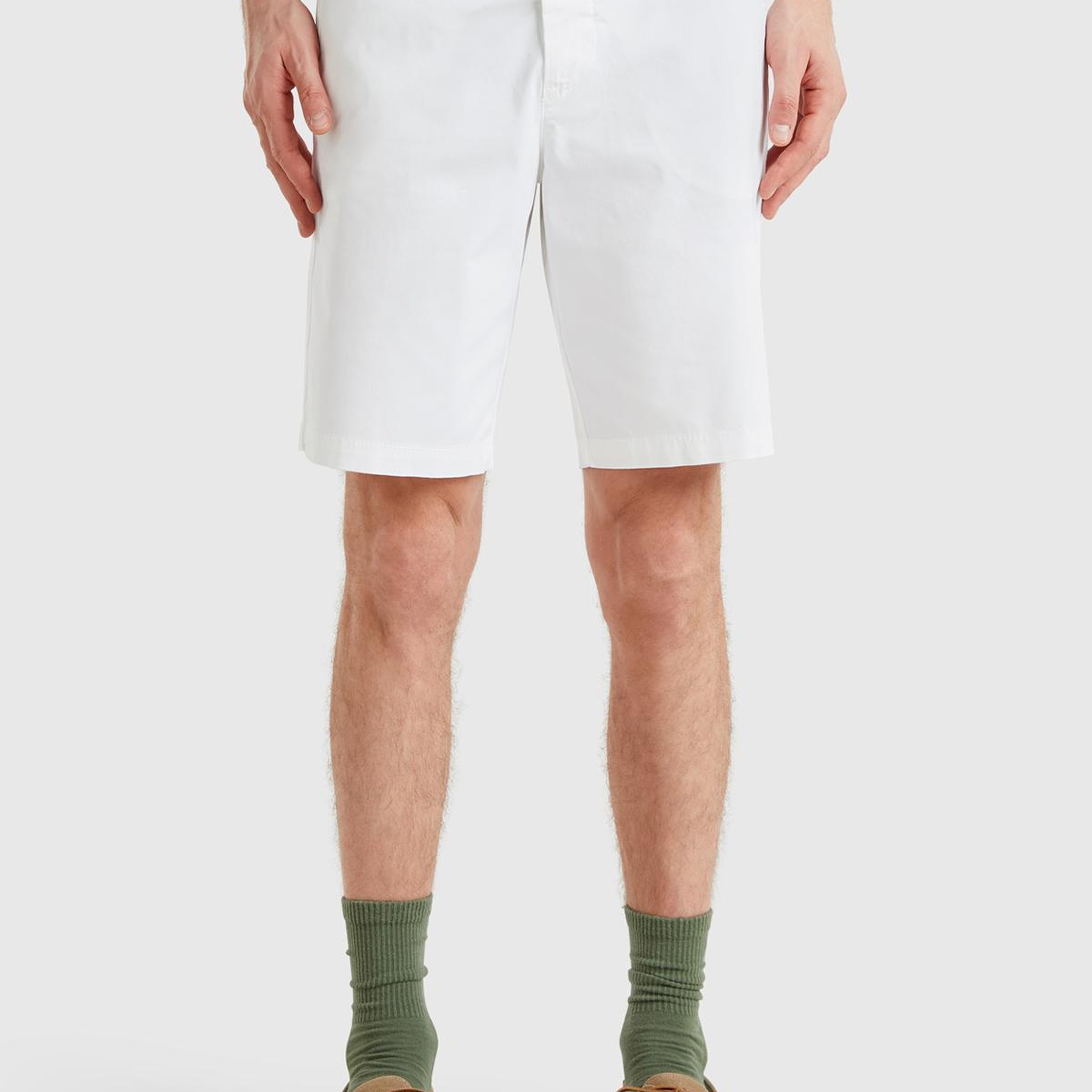 Erkek Beyaz Chino Bermuda