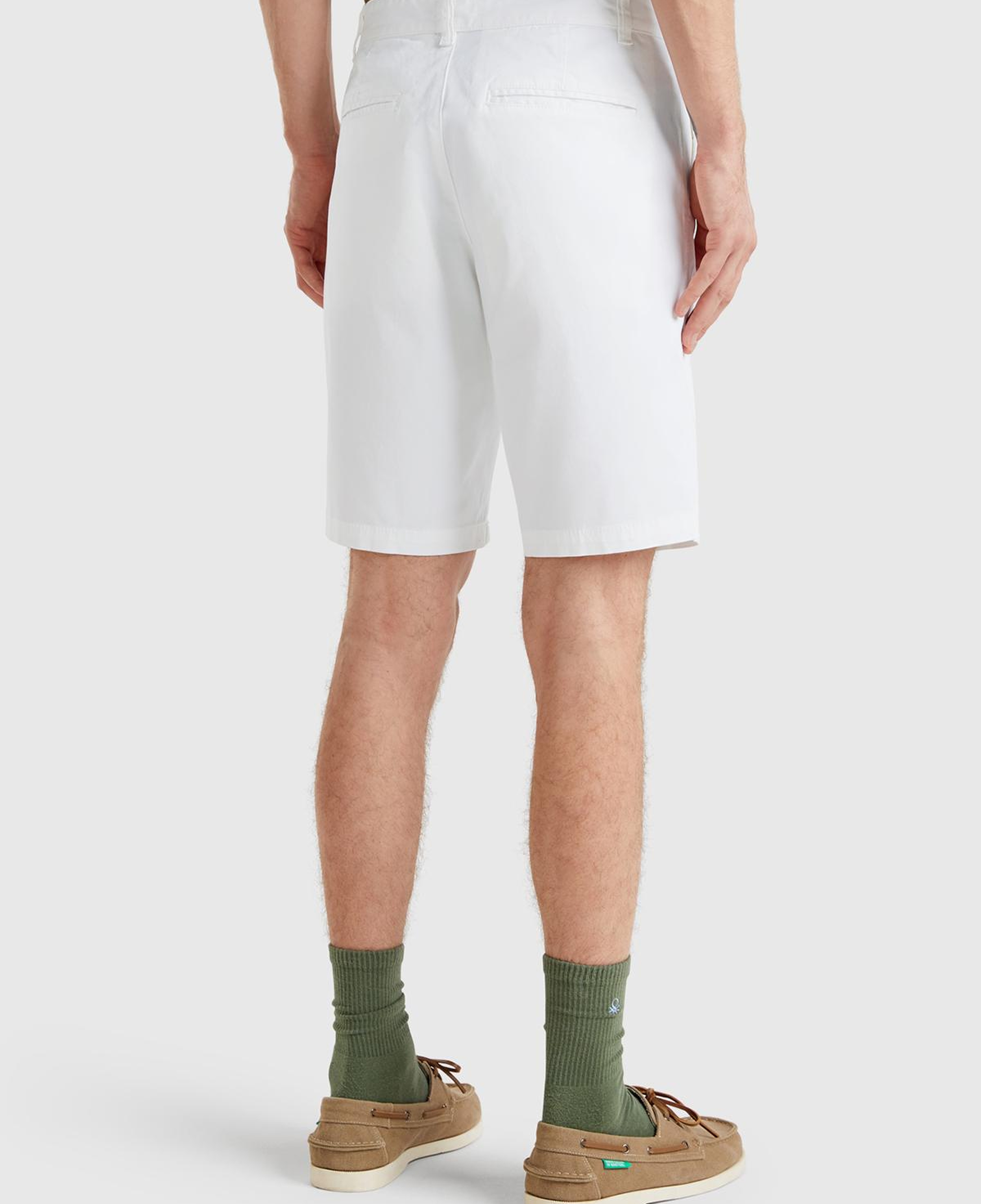 Erkek Beyaz Chino Bermuda