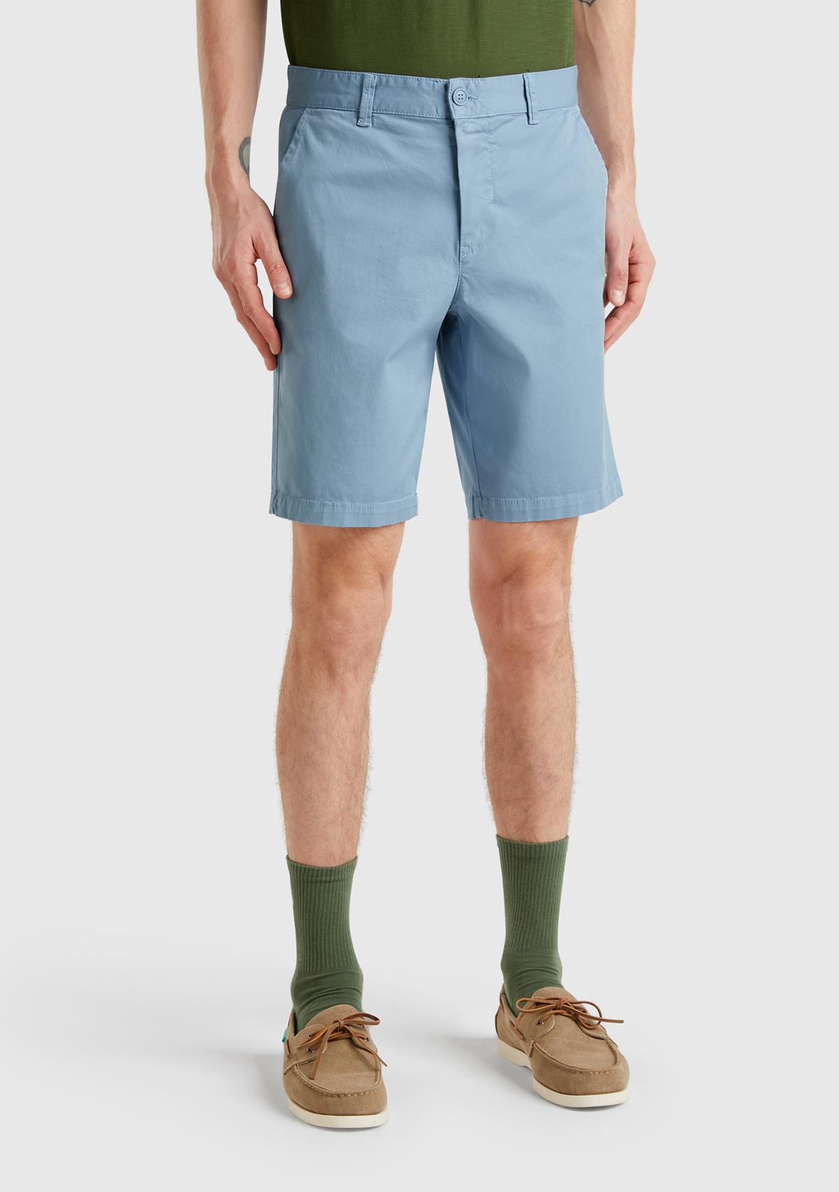 Erkek Açık Mavi Chino Bermuda