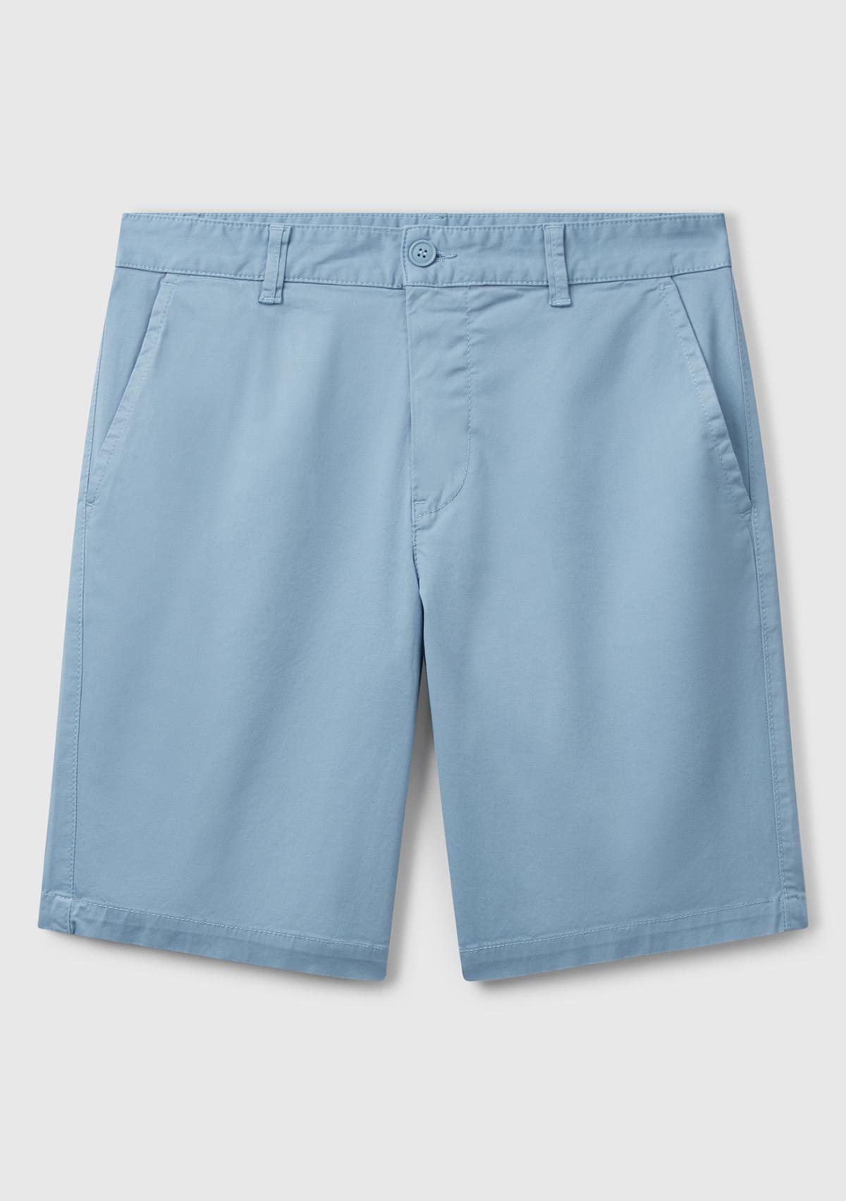 Erkek Açık Mavi Chino Bermuda