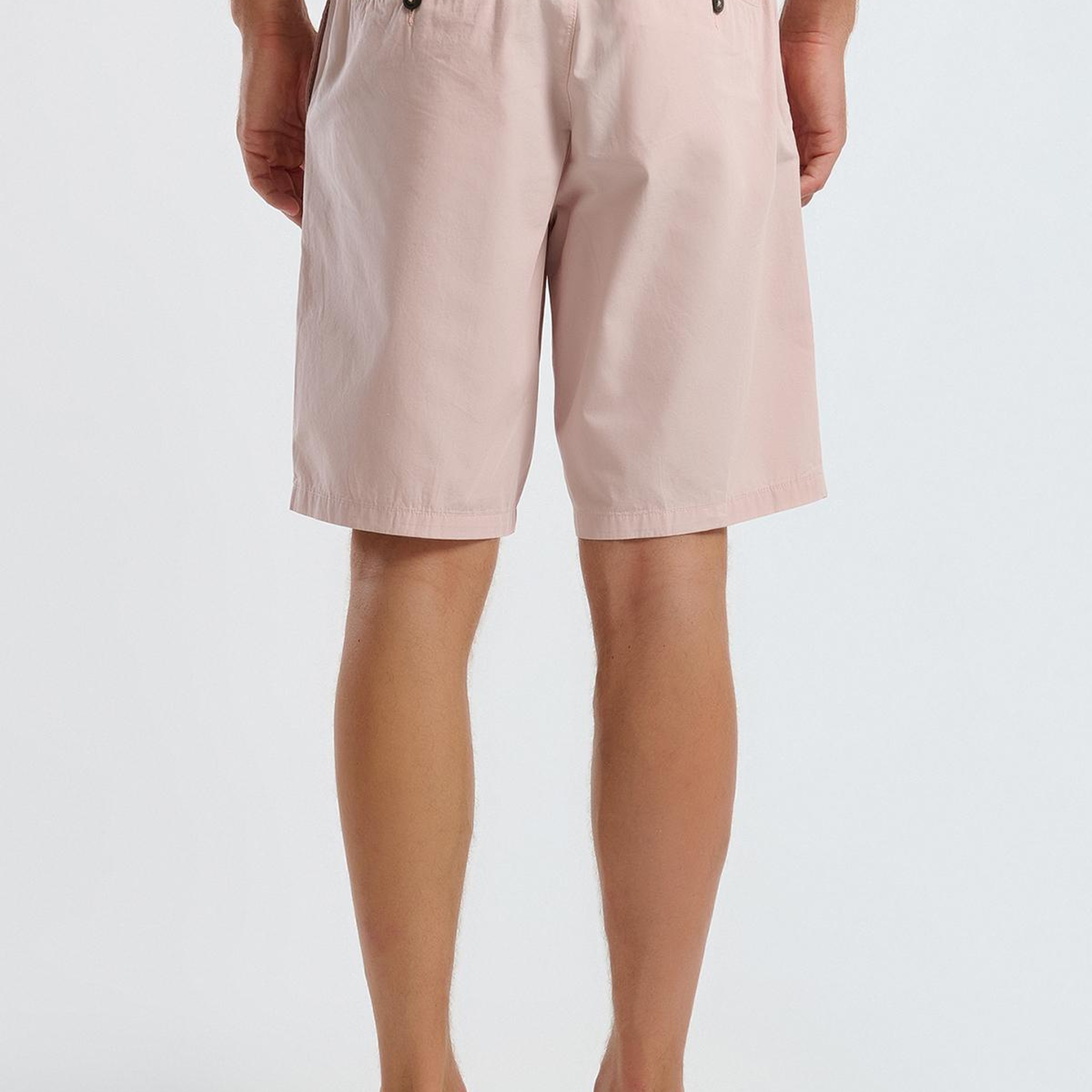 Erkek Pembe %100 Koton Paraşüt Kumaş Bermuda Şort