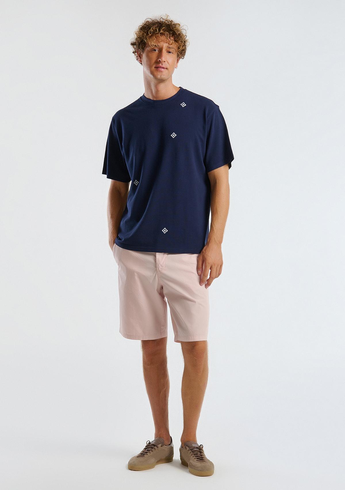 Erkek Pembe %100 Koton Paraşüt Kumaş Bermuda Şort